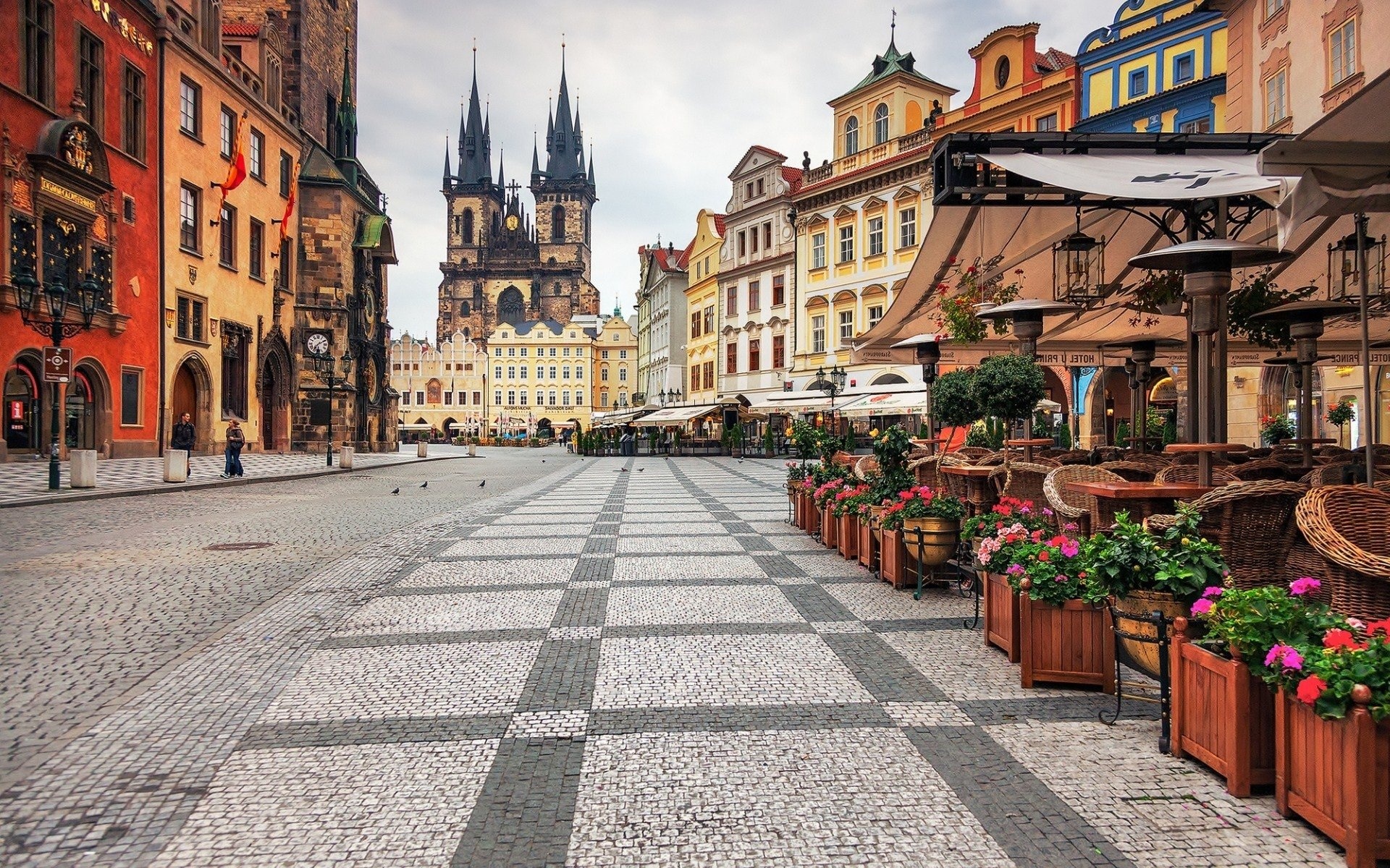 Historic streets, Czech architecture, Sunset glow, Prague landmarks, 1920x1200 HD Desktop