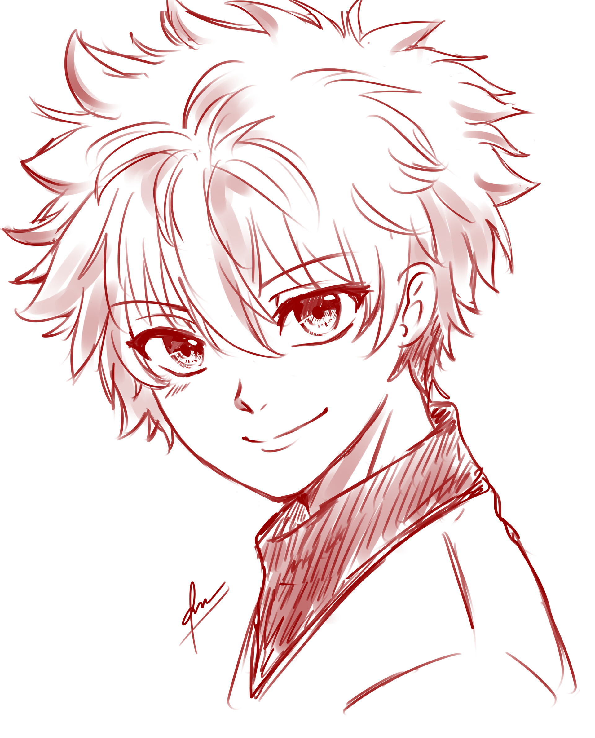 Artstation Killua sketch, Detailed artwork, Anime character, Sketchbook, 1920x2390 HD Phone