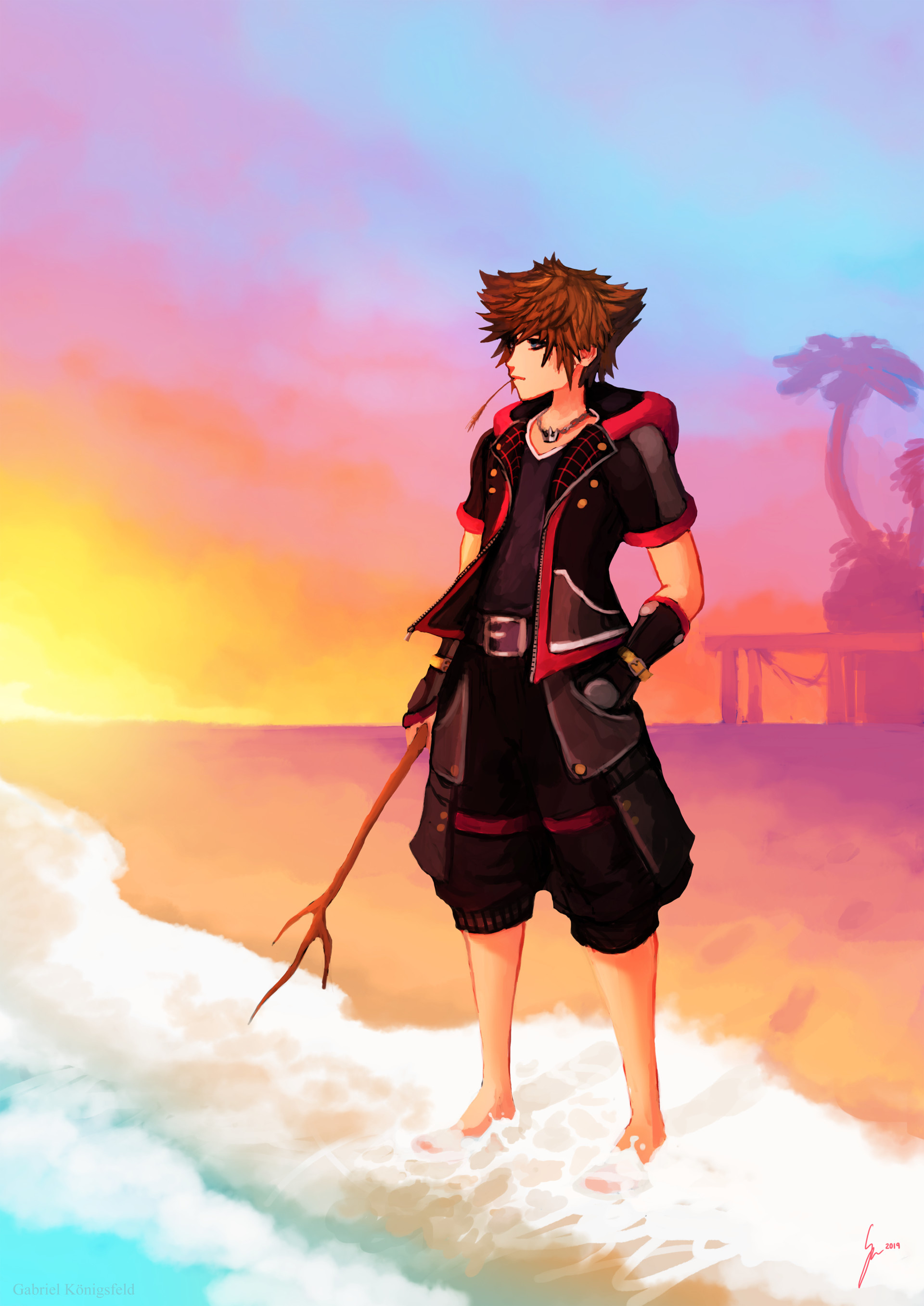 Gabriel Knigsfeld, Sora Kingdom Hearts 3, Fanart work, Digital painting, 1920x2720 HD Phone