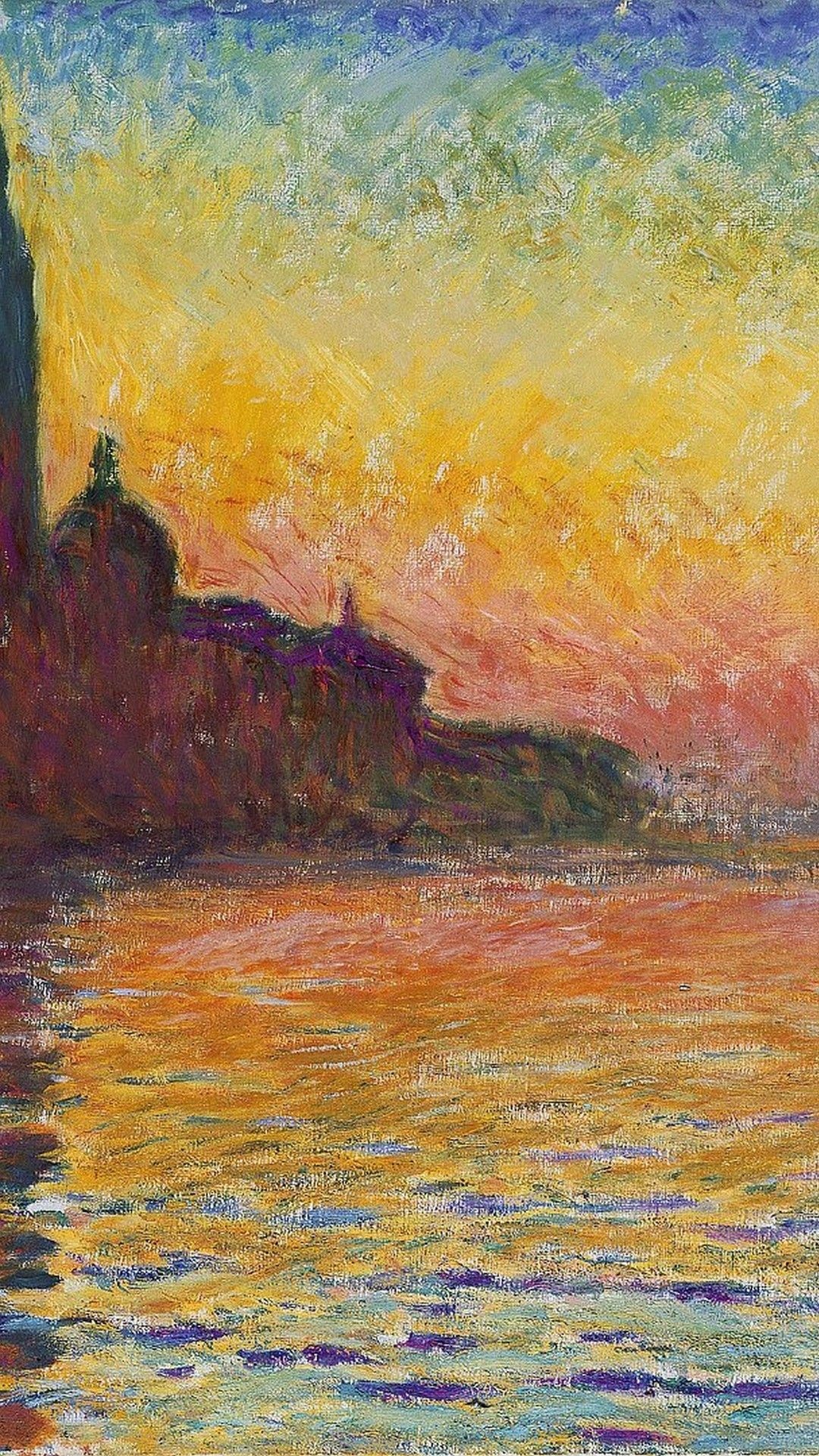 San Giorgio Maggiore at Dusk, San Giorgio Maggiore silhouette, Impressionist sunset reflection, Full HD Phone wallpaper