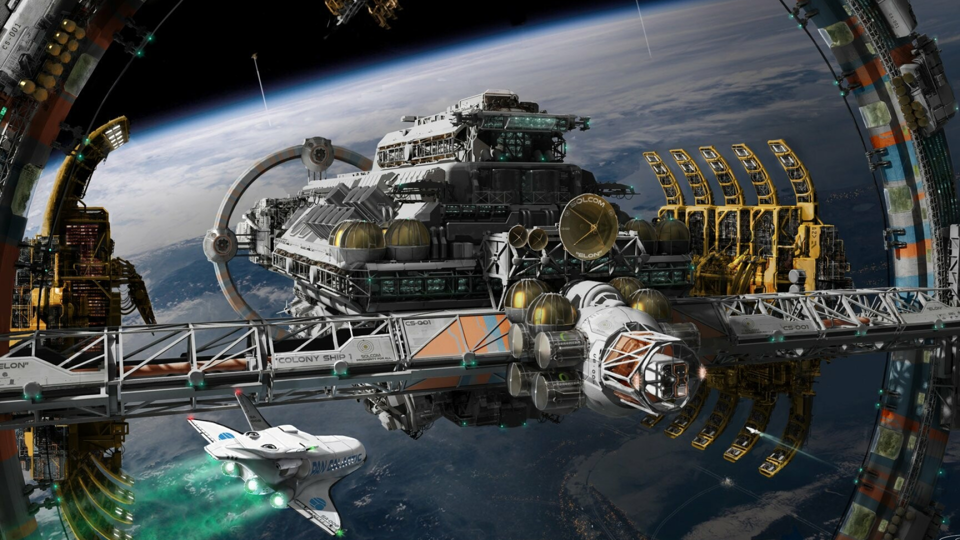 Sci-fi space station, HD wallpaper, Futuristic design, 1920x1080 Full HD Desktop