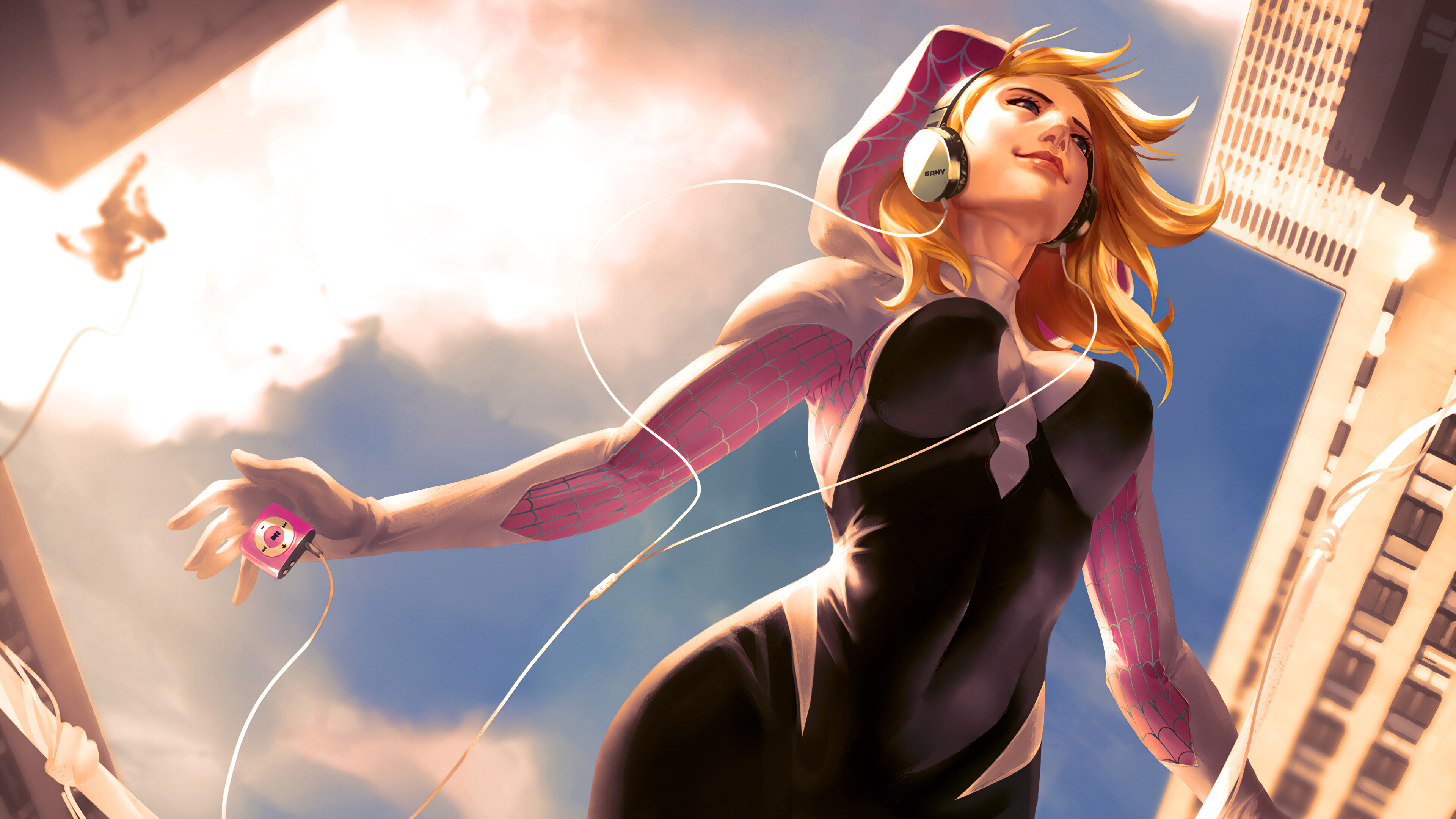 Gwen Stacy, Stunning visuals, Superheroic stance, Iconic character, 3840x2160 4K Desktop