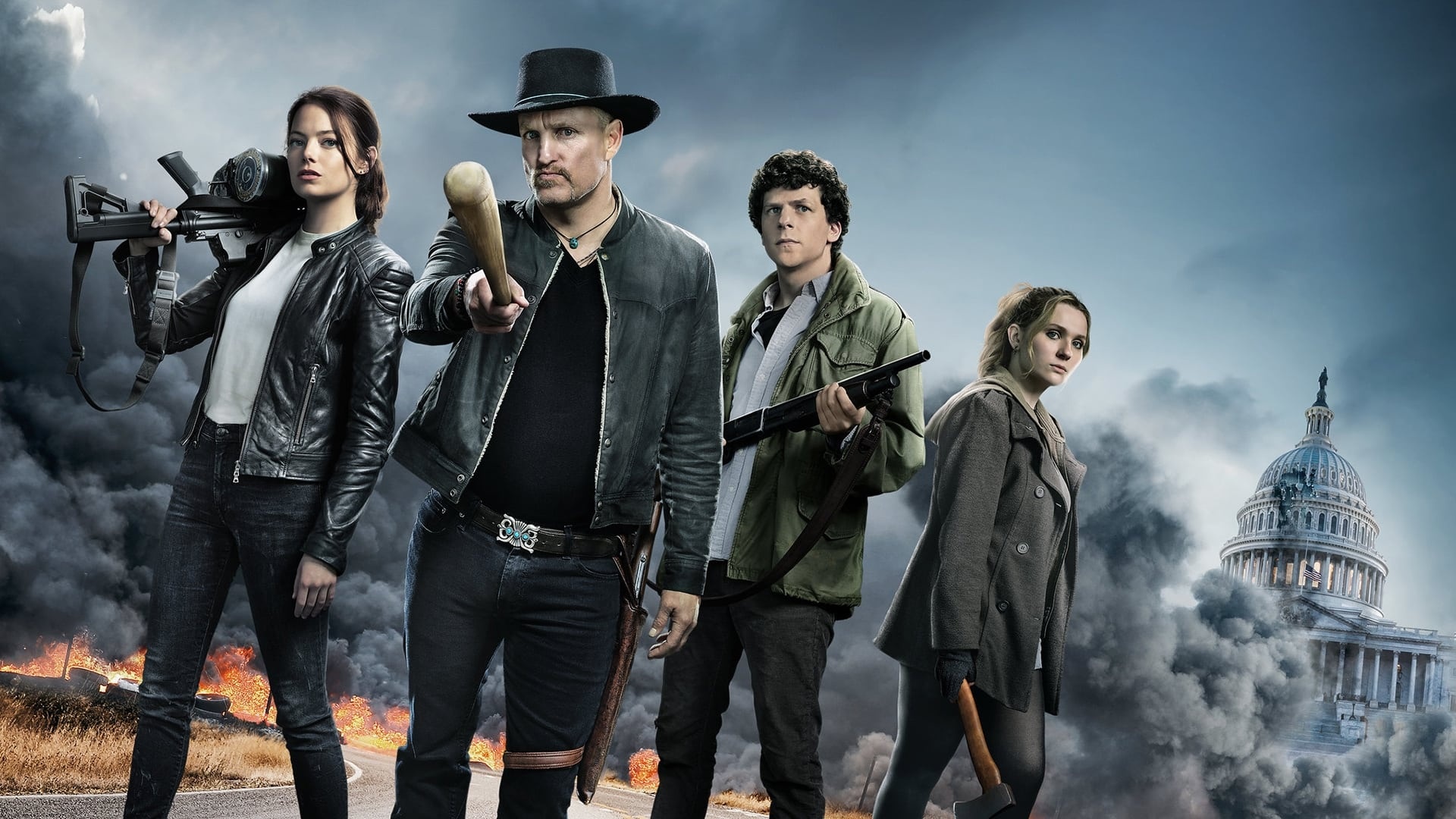 Zombieland, Backdrop collection, Thriller movie, Atmospheric settings, 1920x1080 Full HD Desktop