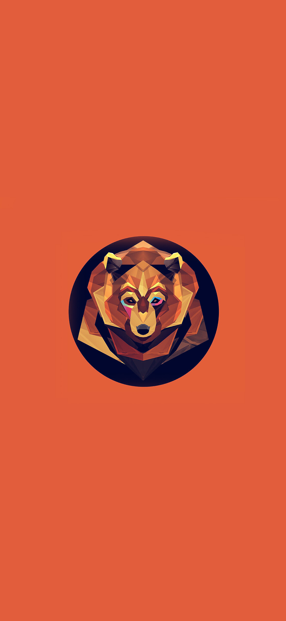 Bear polygon art, Animal orange, iPhone wallpaper, Artistic representation, 1130x2440 HD Phone