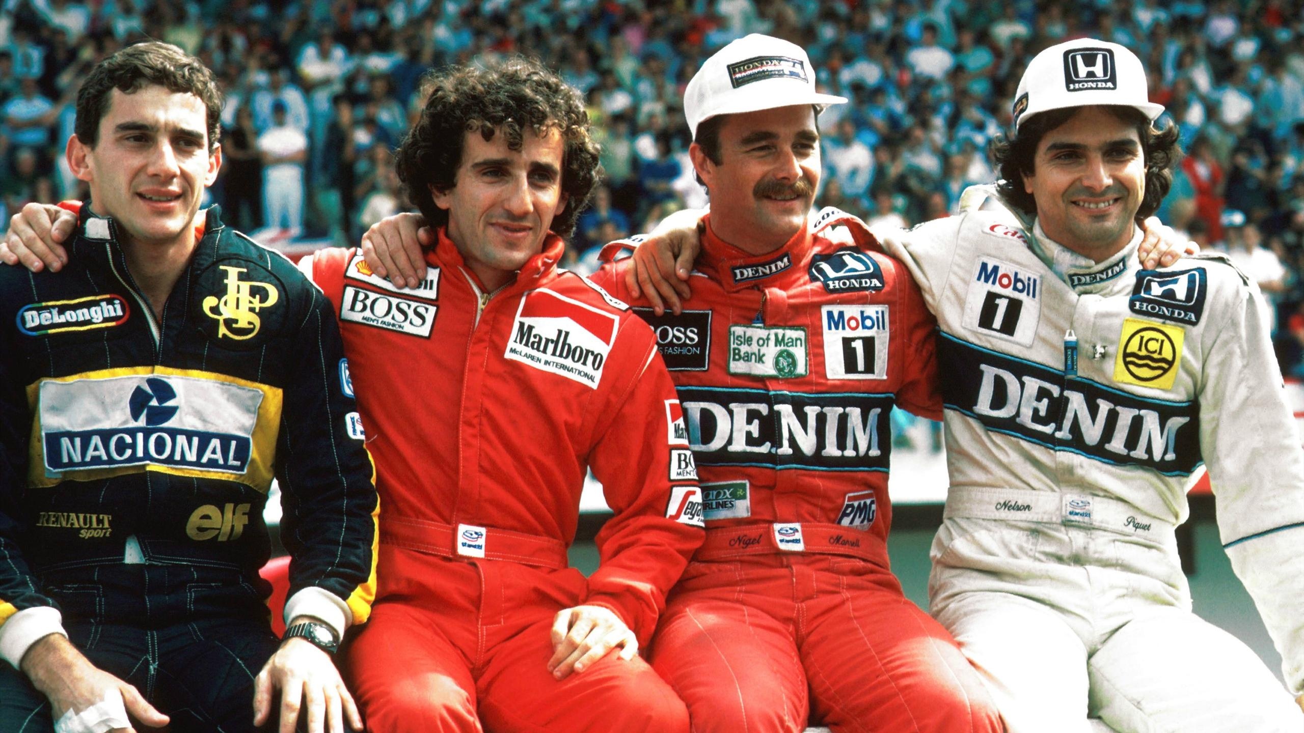 Ayrton Senna, Alain Prost, Nigel Mansell, Nelson Piquet, 1986 Portuguese Grand Prix, HD Desktop wallpaper