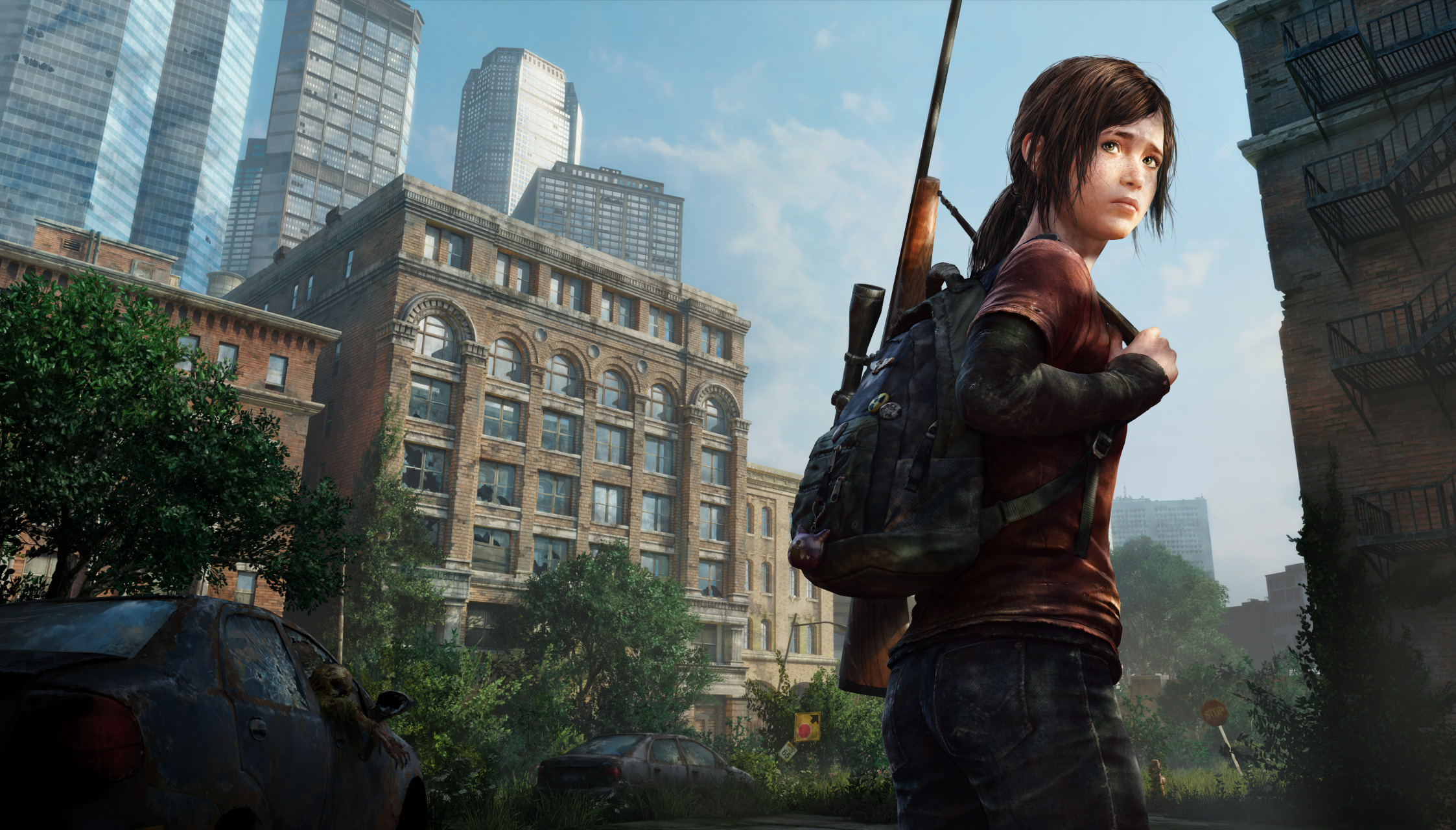 Ellie Williams, The Last of Us, overgrown ruined city, HD Desktop wallpaper