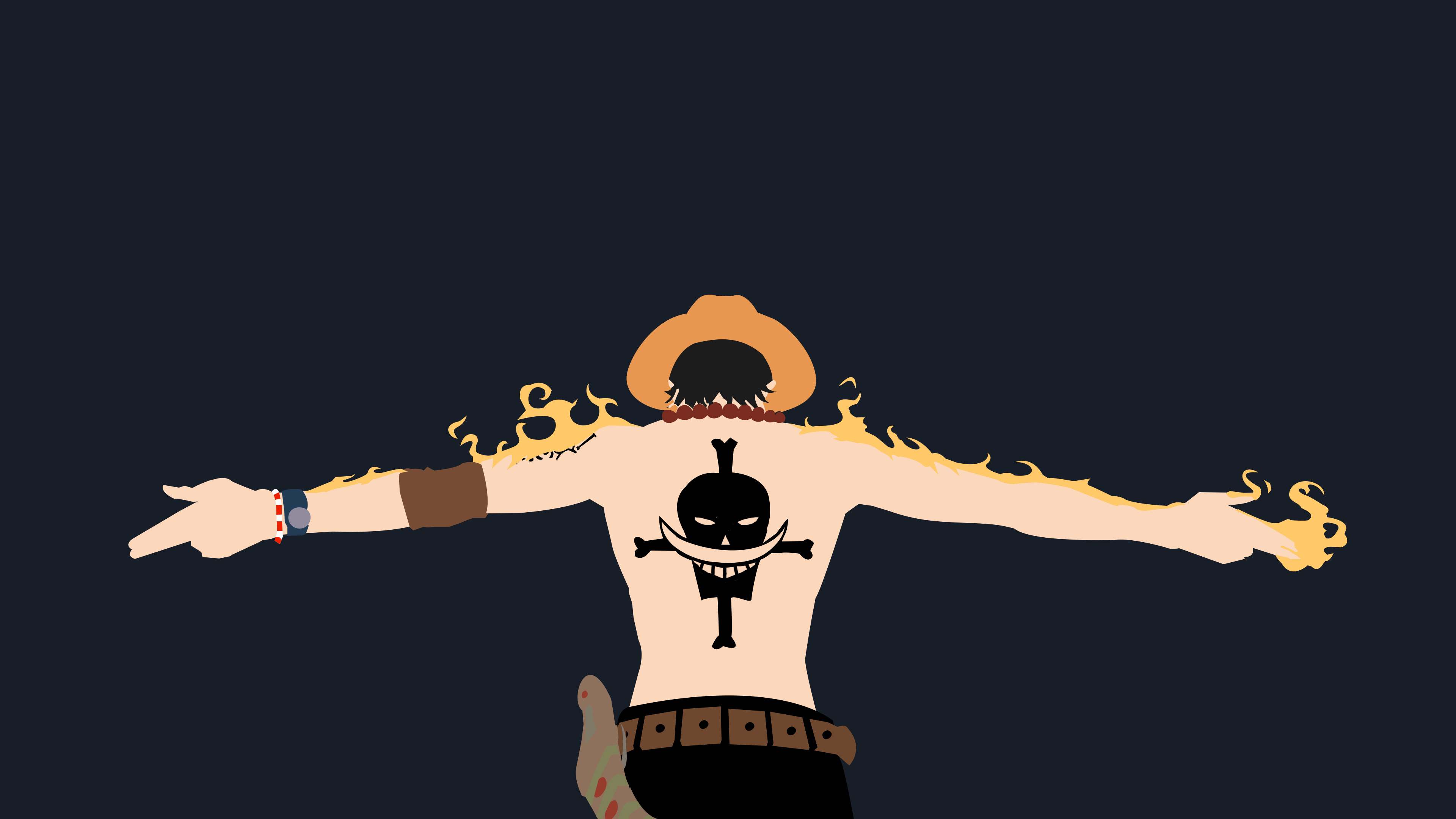 Portgas D. Ace, Whitebeard Pirates tattoo, Mera Mera no Mi flames, 4K Desktop wallpaper