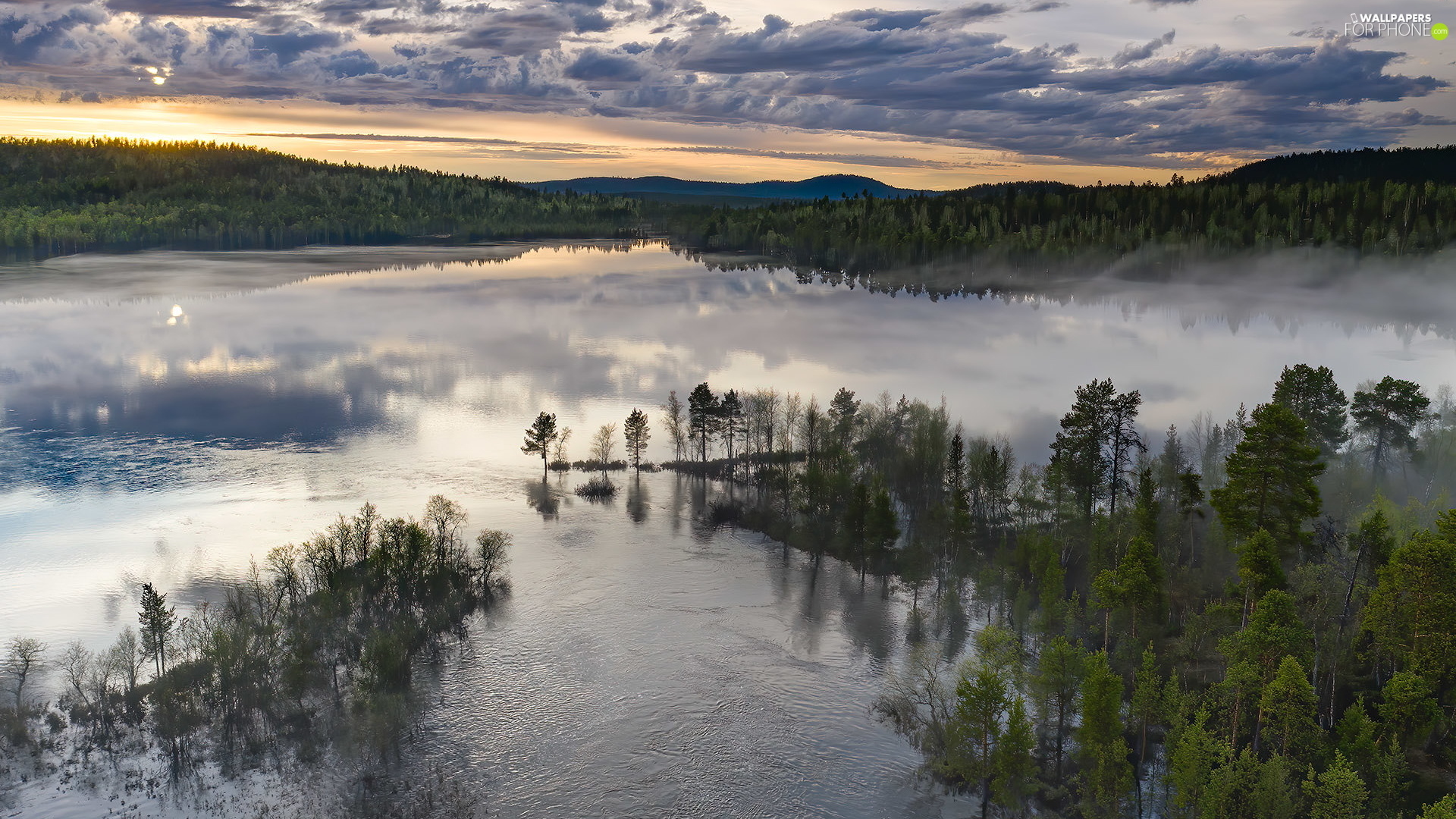 Finland travels, Lapland beauty, Foggy lake, Serene woods, 1920x1080 Full HD Desktop