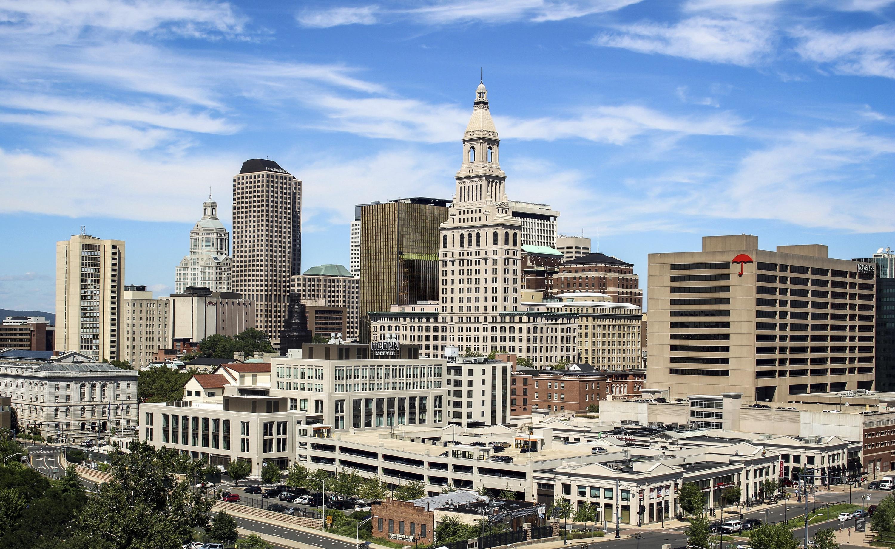 Hartford Skyline, Municipal spending, Personnel costs, COVID, 3000x1850 HD Desktop