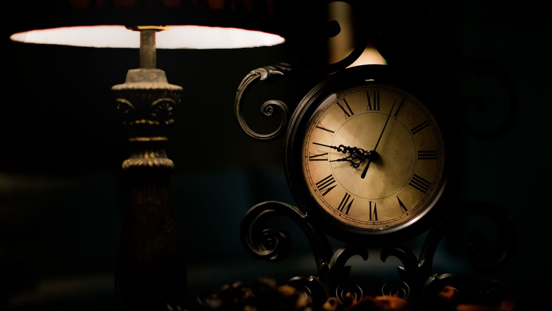 Desktop wallpaper, Clock lamp, Dark background, HD image, 1920x1080 Full HD Desktop