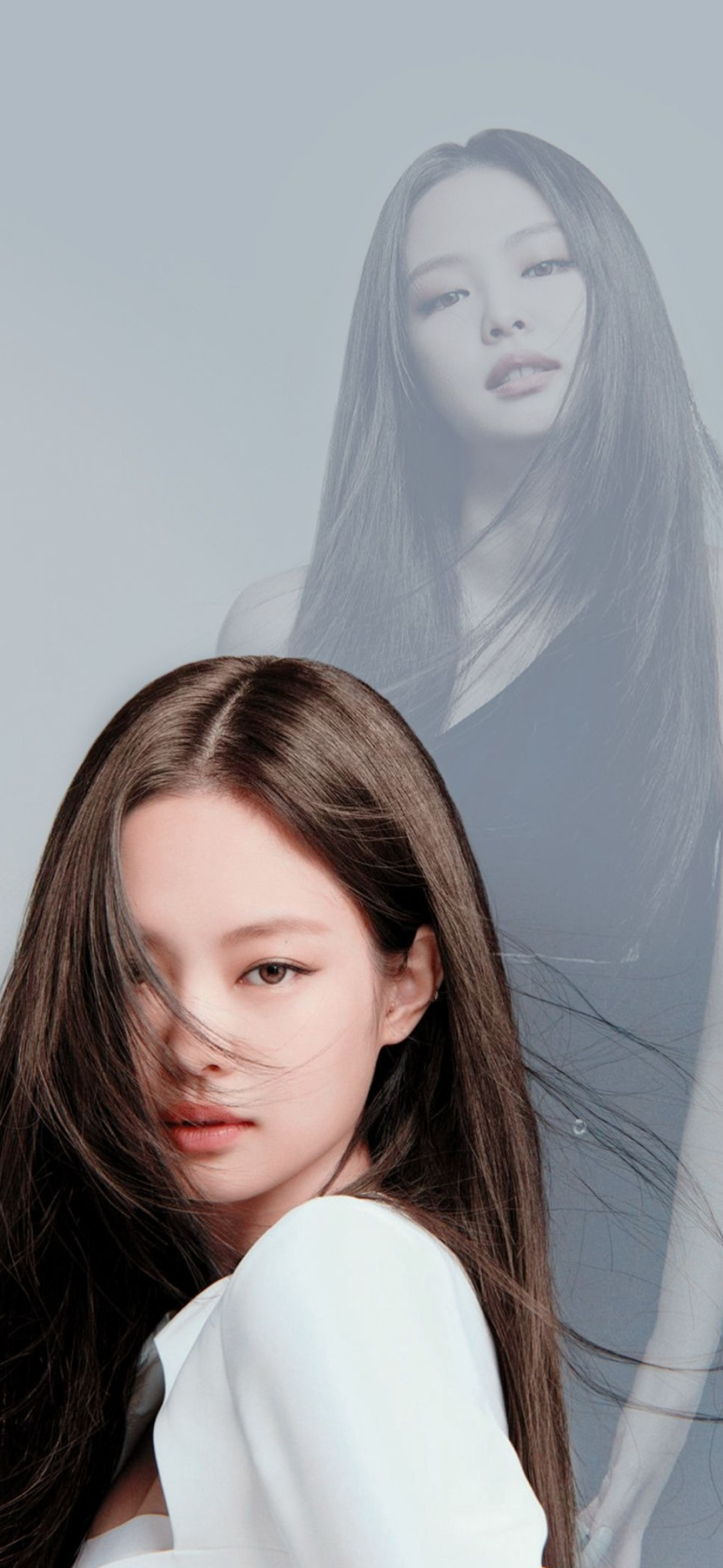 Jennie Kim, Double exposure portrait, Windswept brown hair, HD Phone wallpaper