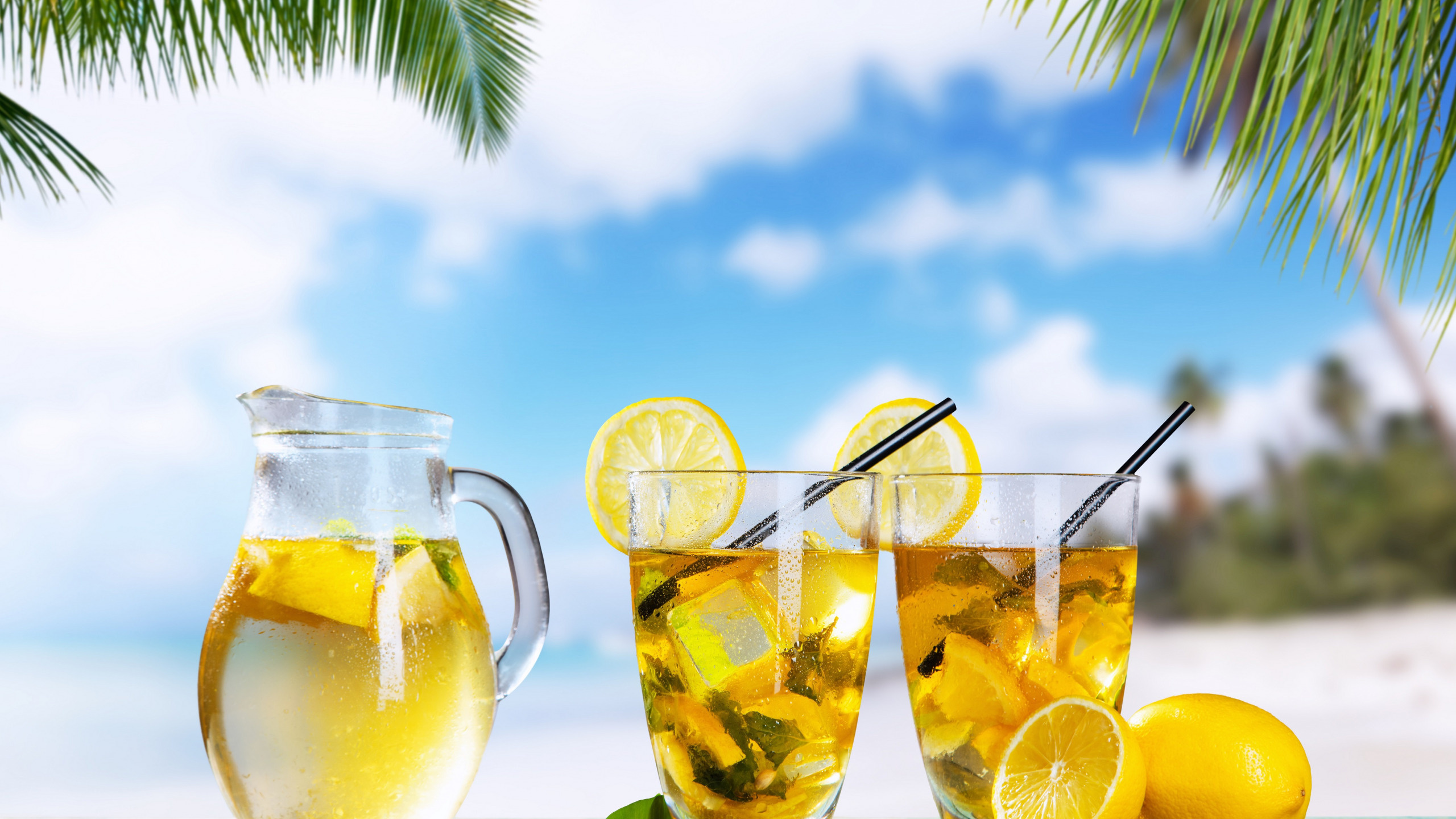 Beachside refreshment, Cool summer treat, Tropical vibes, Citrus quencher, 2560x1440 HD Desktop