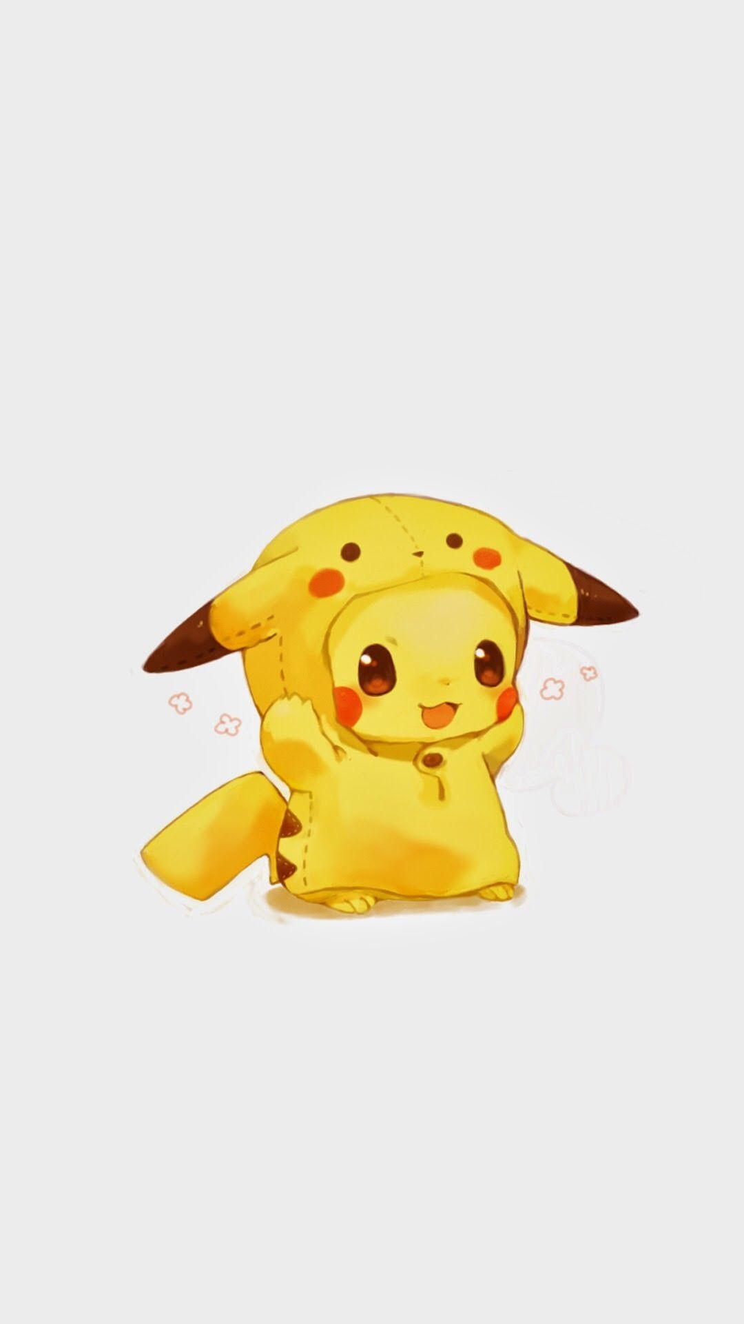 Pikachu, Pikachu hooded costume, chibi anime illustration, Full HD Phone wallpaper