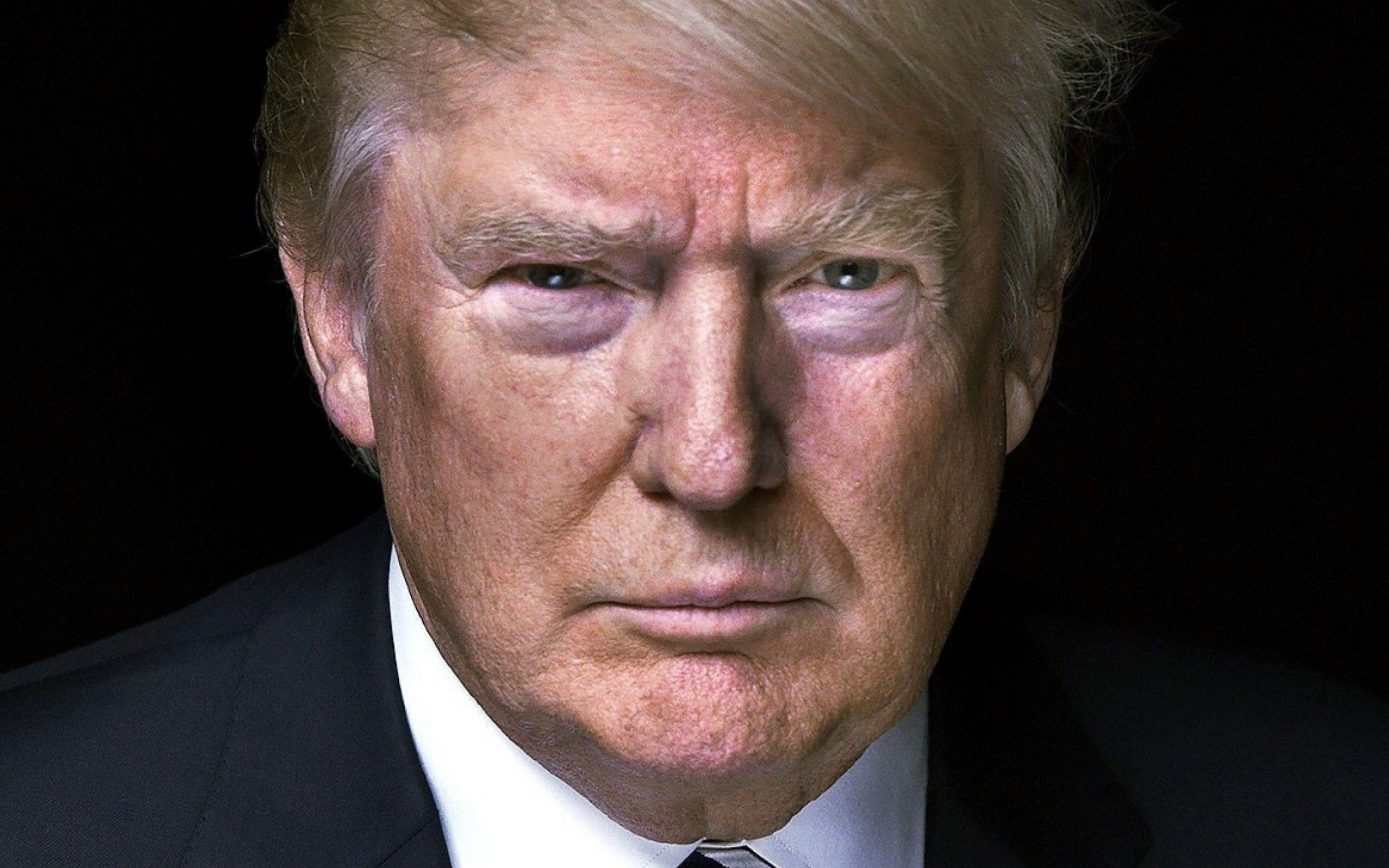 Donald Trump, black suit white shirt, low-key studio portrait, HD Desktop wallpaper