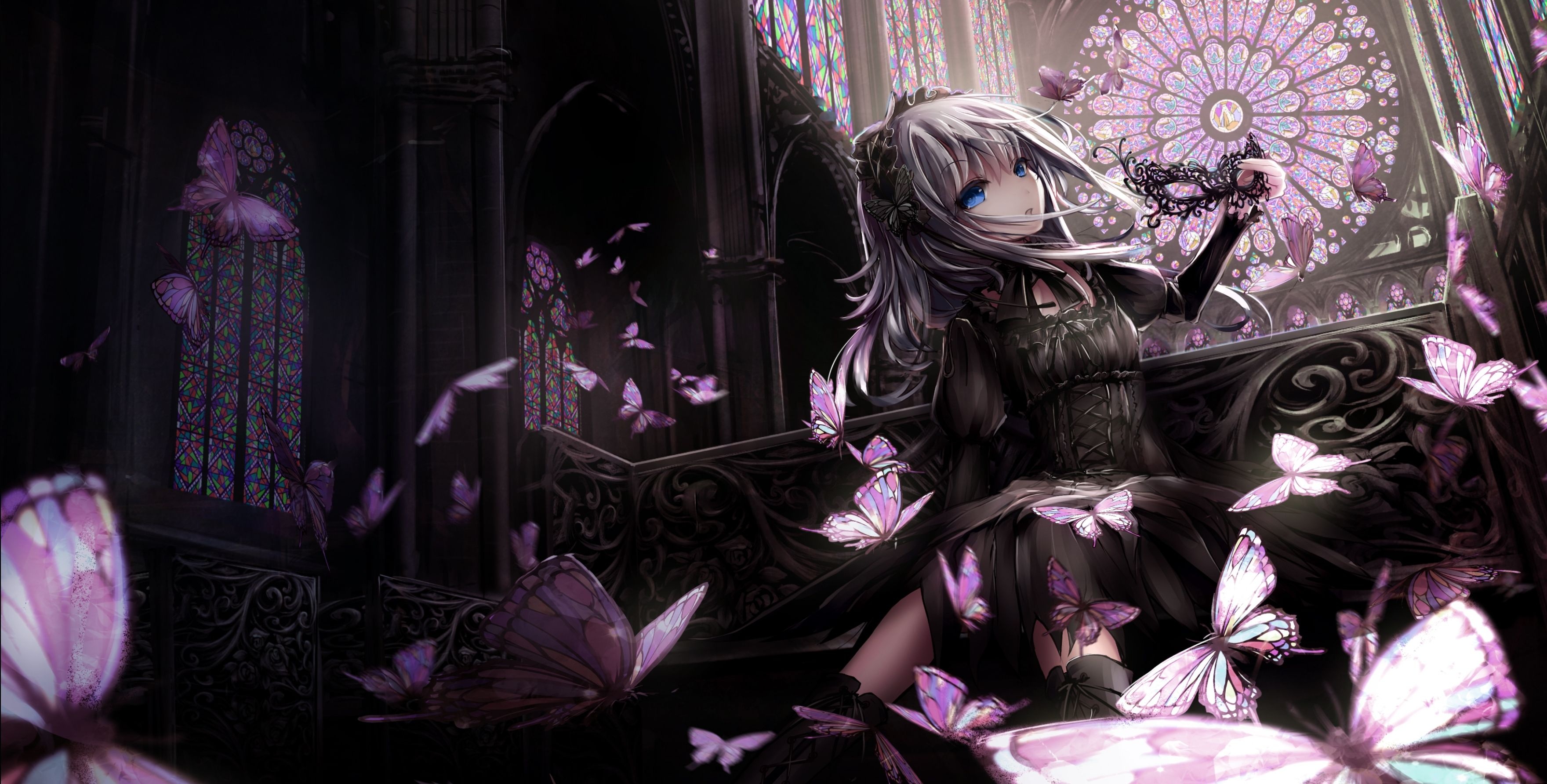 Gothic anime wallpapers, 4K resolution, Dark and mesmerizing, Anime artwork, 3520x1790 HD Desktop