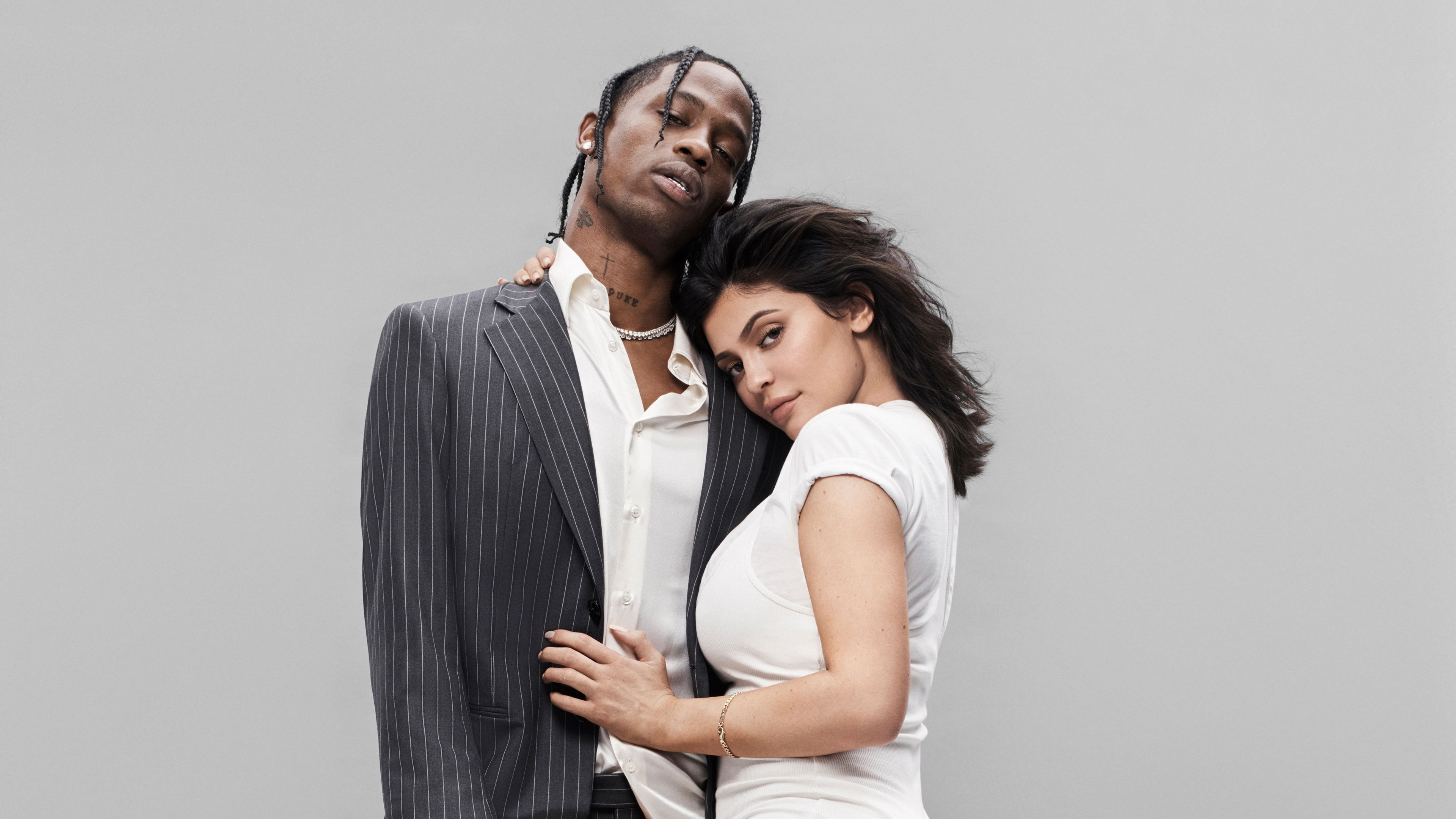 Kylie Jenner, Travis Scott, Celebrity couple, Stylish wallpapers, 3840x2160 4K Desktop