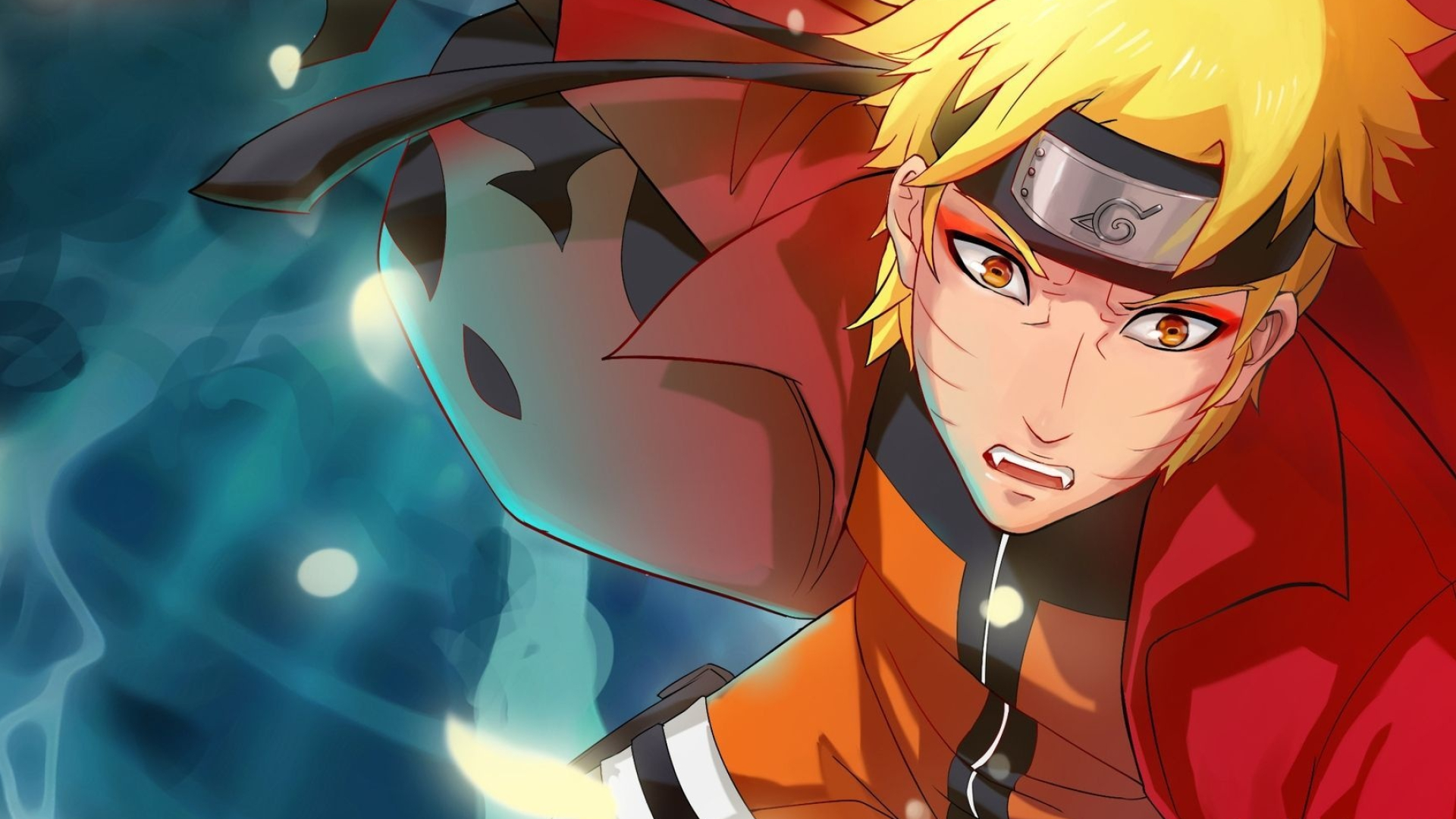 Sage Mode Naruto Uzumaki, Hidden Leaf headband, giant sage scroll, Full HD Desktop wallpaper