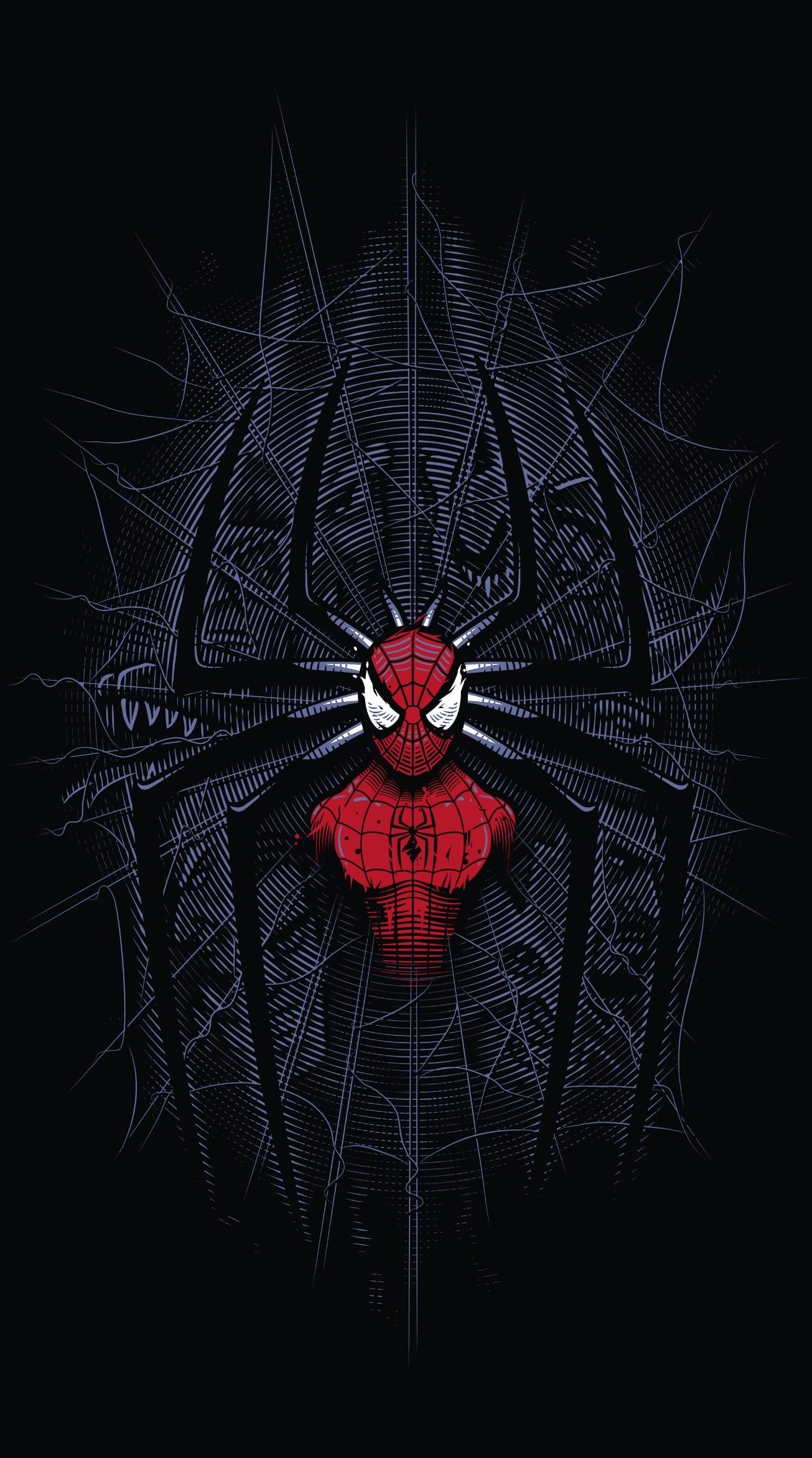 Spider-Man, stylized spider emblem, spiderweb line art, HD Phone wallpaper