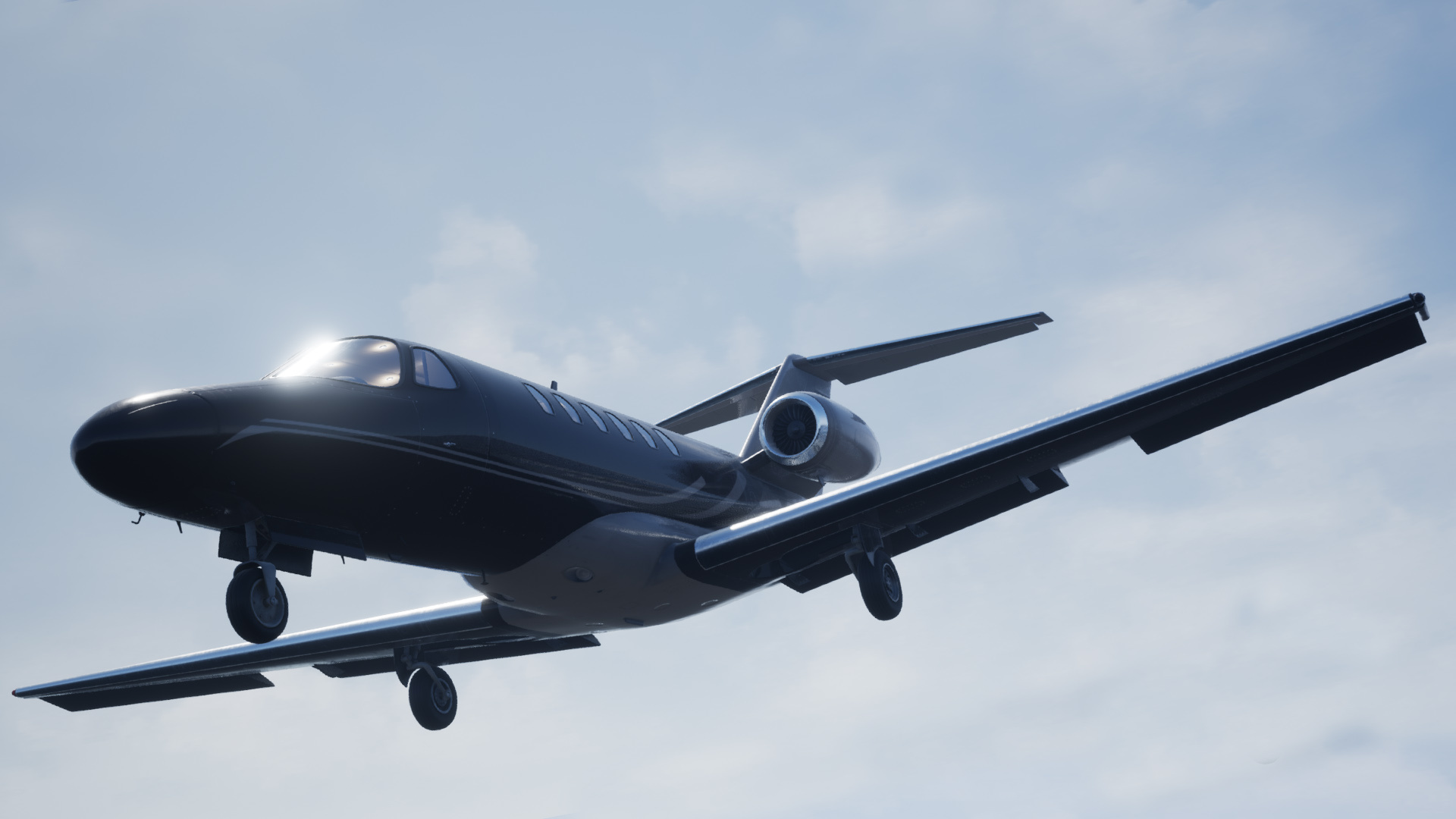 Cessna Citation business jet, Extended landing gear, Overcast daylight sky, Full HD Desktop wallpaper