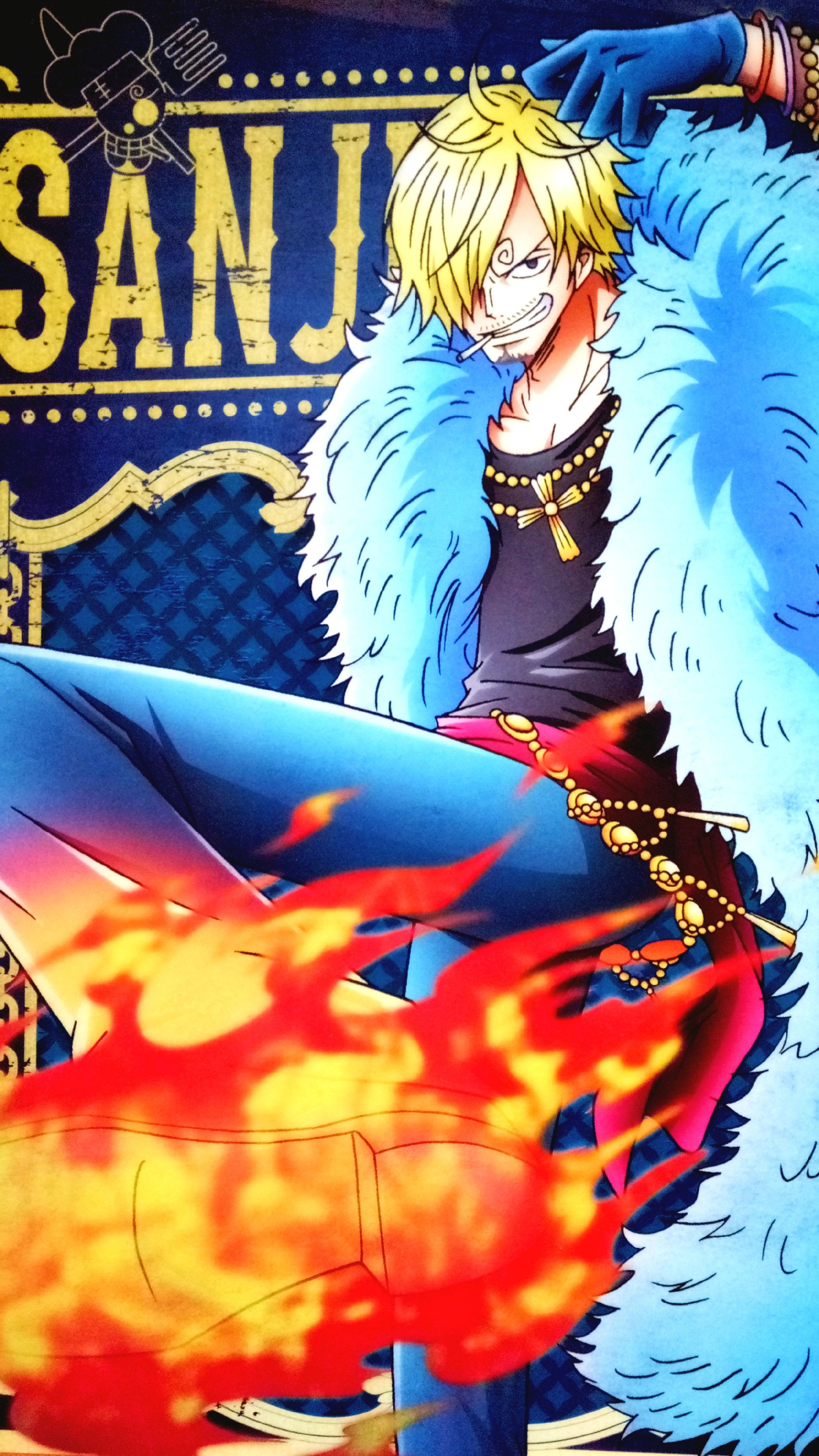 Vinsmoke Sanji, Diable Jambe flame, SANJI text, HD Phone wallpaper