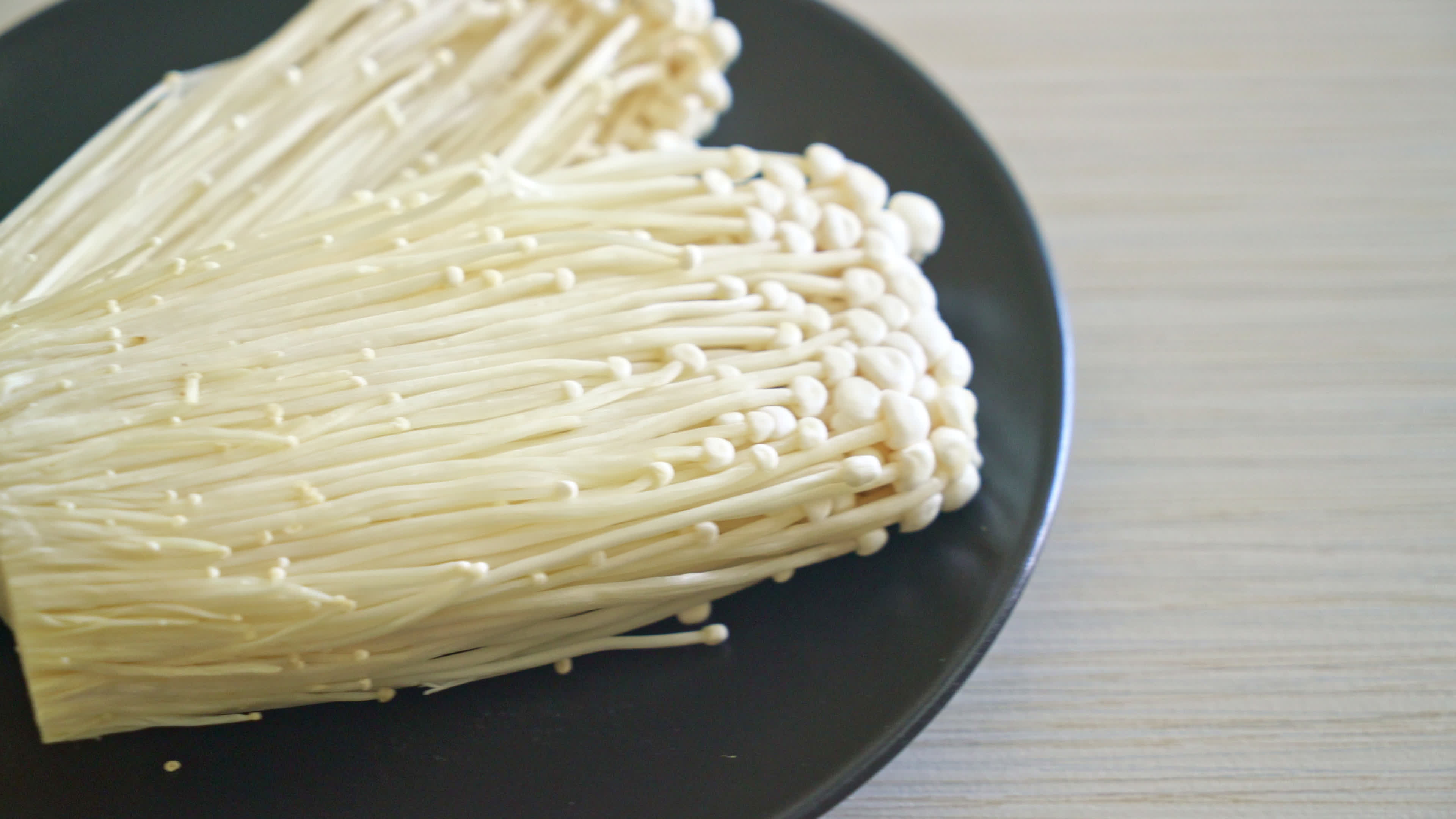 Fresh enoki mushrooms, Golden needle mushrooms, Stock video footage, Healthy eating, 3840x2160 4K Desktop