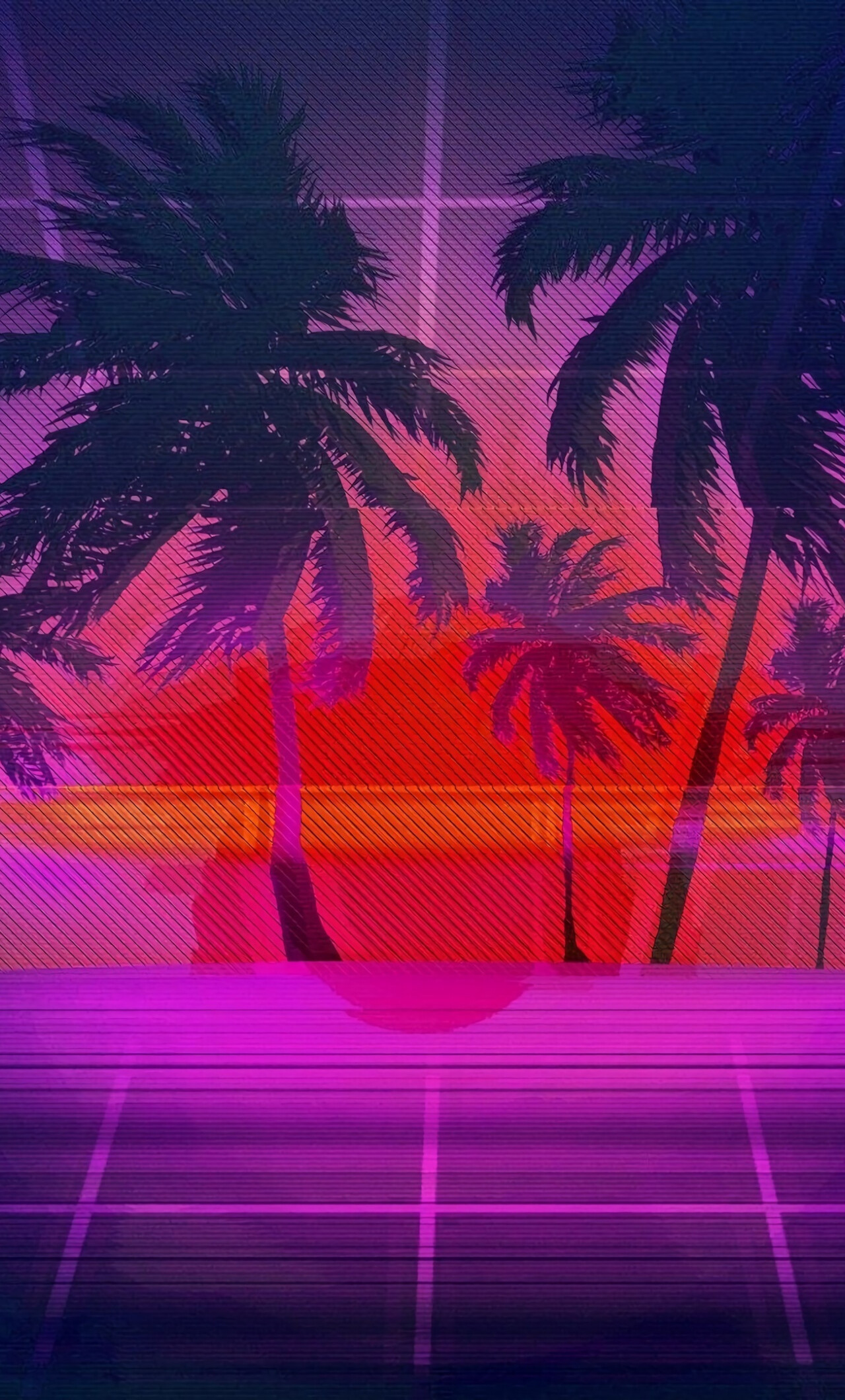 Palm Tree, Sunset palm tree, Vaporwave art, iPhone 6 Plus, 1280x2120 HD Phone