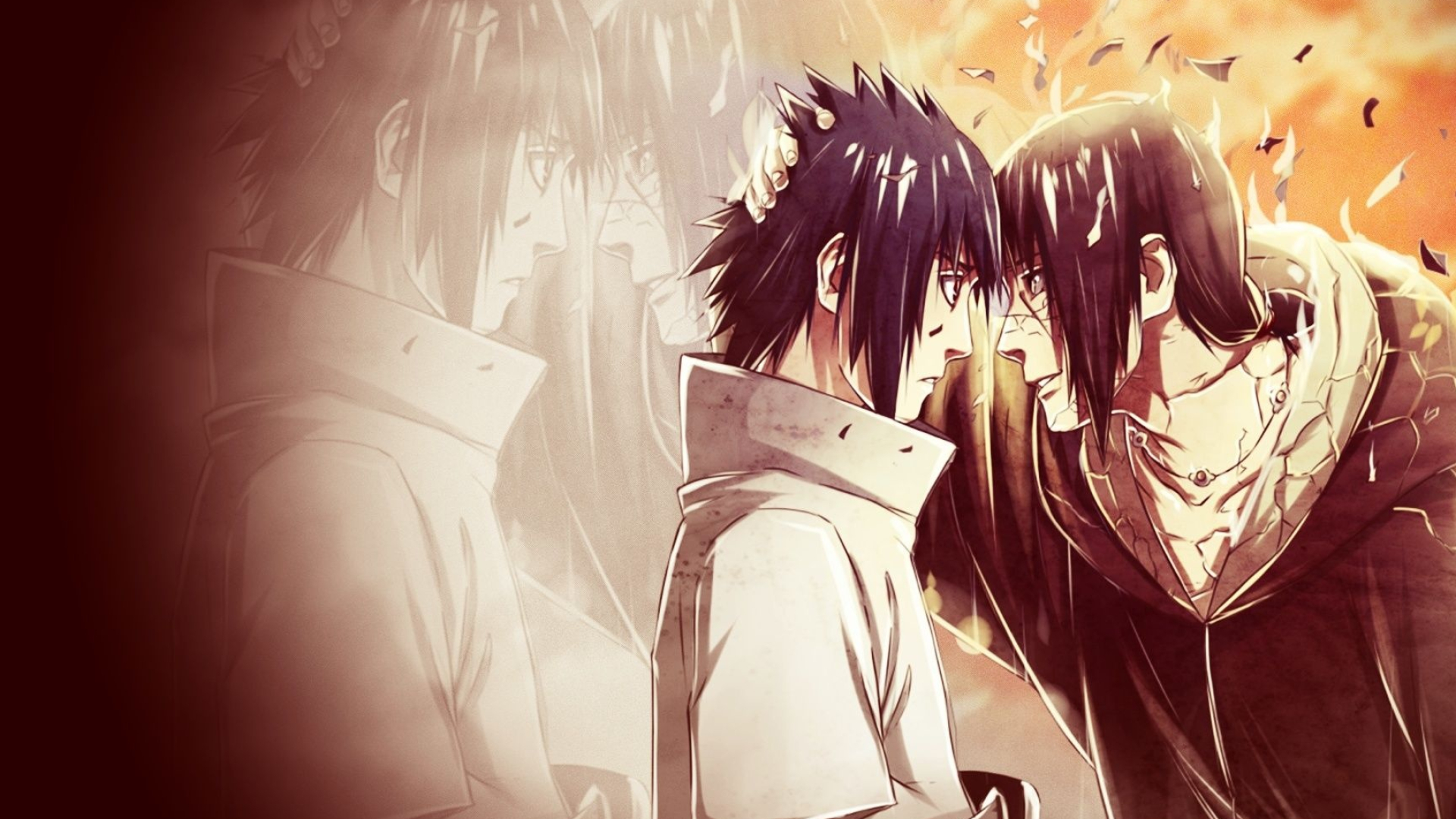 Sasuke Uchiha, Edo Tensei Itachi Uchiha, Naruto Shippuden, brotherly forehead touch, Full HD Desktop wallpaper