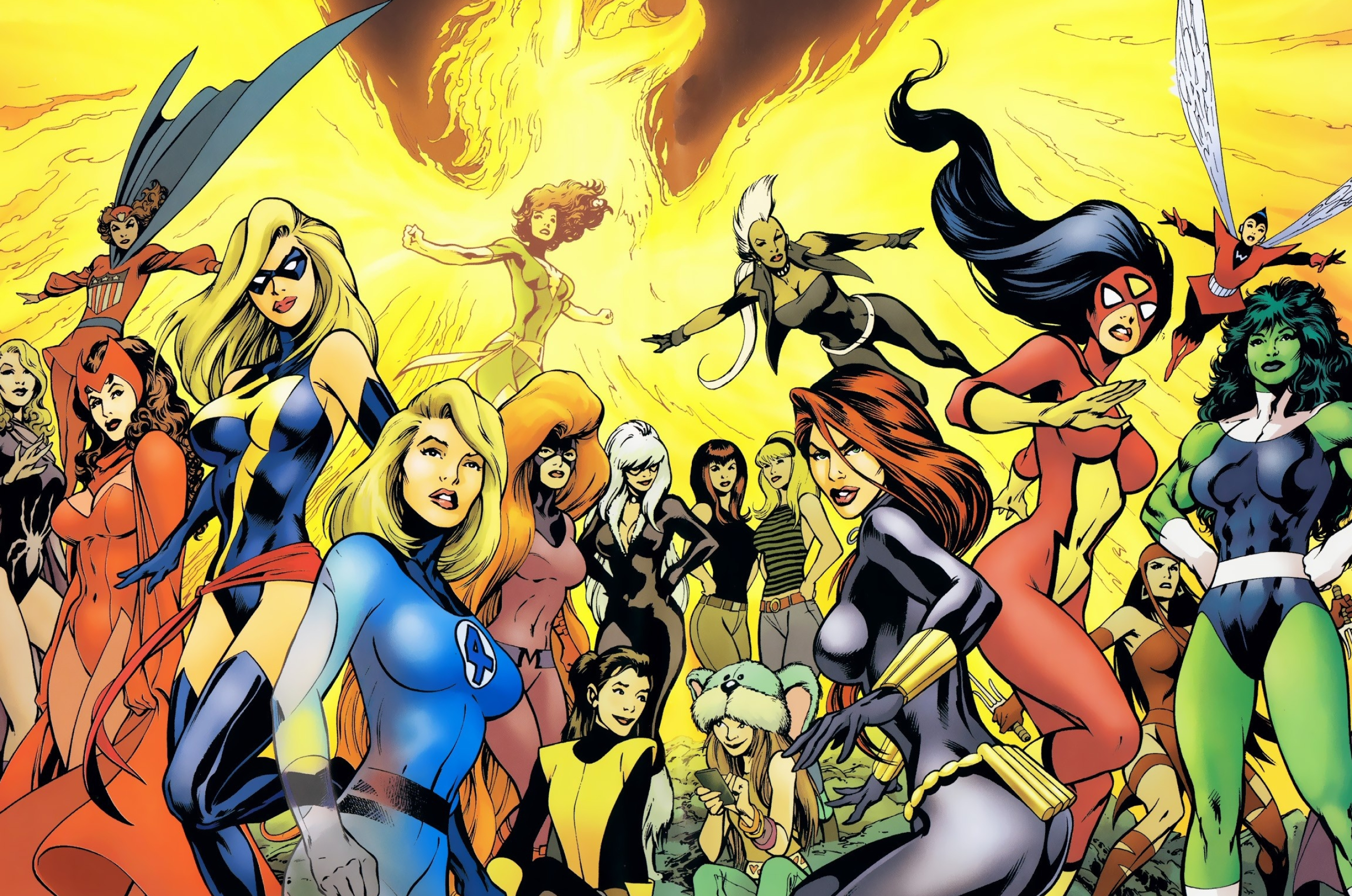 Black Widow Natasha Romanoff, Invisible Woman Sue Storm, She-Hulk Jennifer Walters, Ms. Marvel Carol Danvers, Jean Grey Phoenix, HD Desktop wallpaper