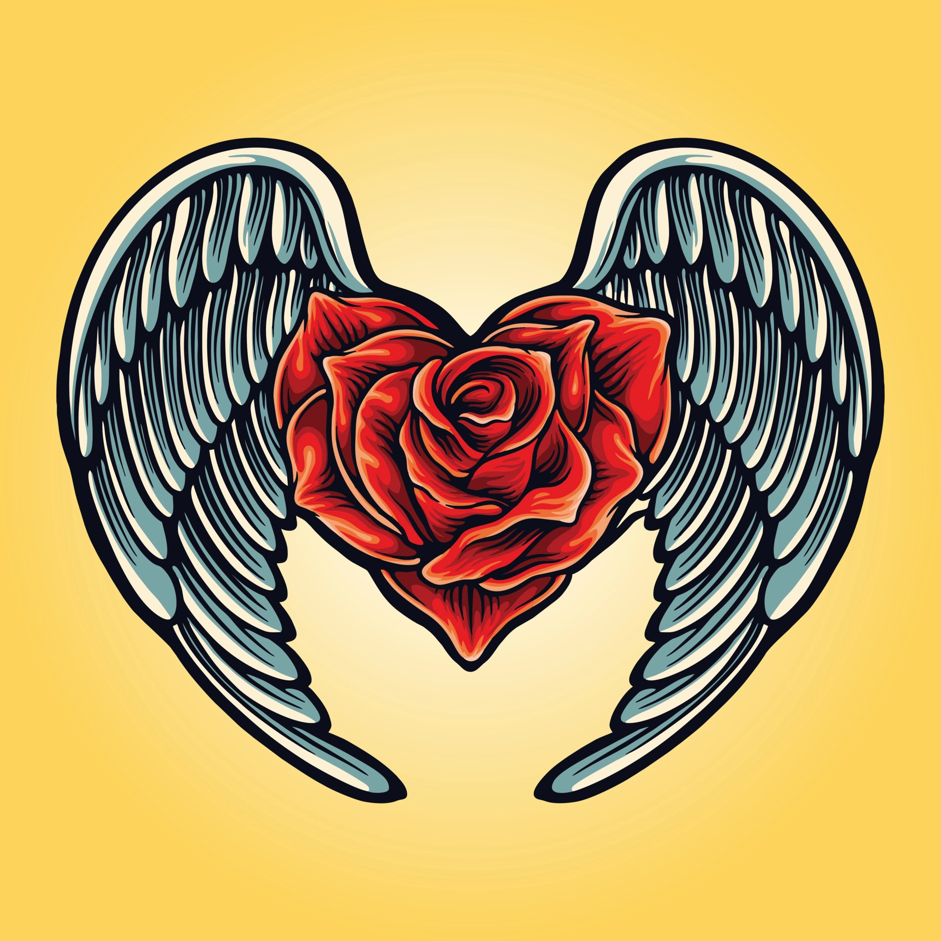 Tattoo, Heart With Wings Wallpaper, 1920x1920 HD Phone