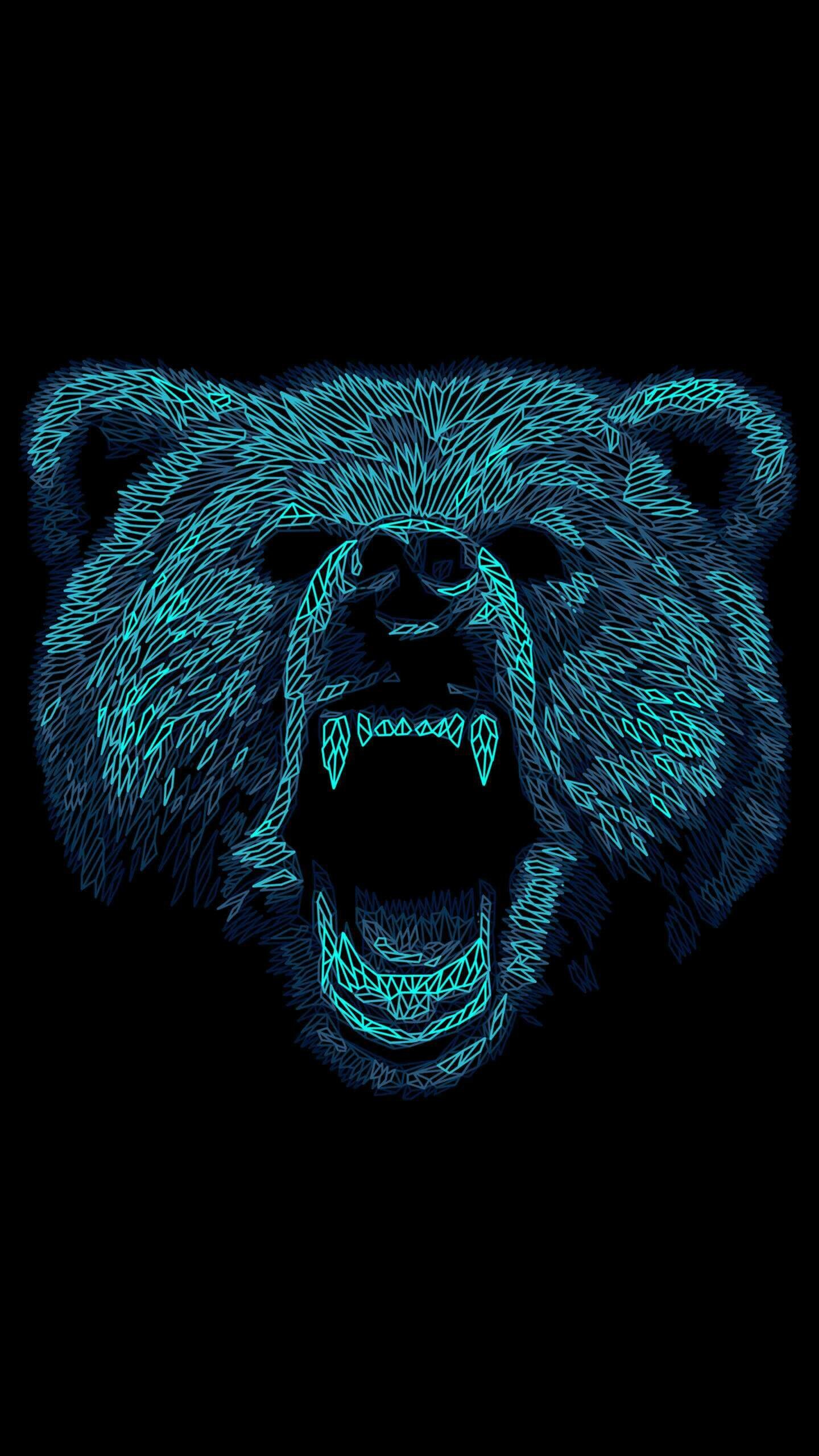 Angry bear art, Fierce wildlife, Intricate details, Artistic representation, 1440x2560 HD Phone