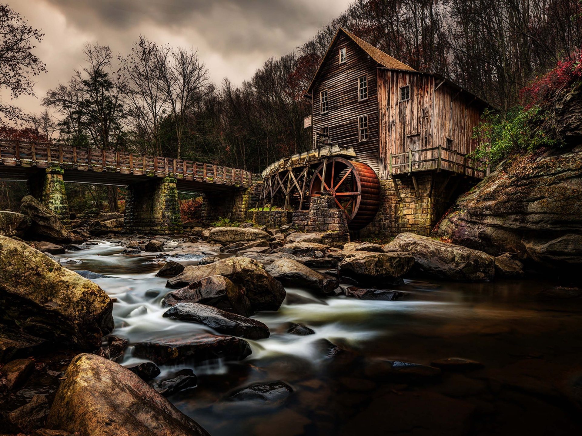 Autumn, Landscape, Grist Mill, Babcock State Park, 1920x1440 HD Desktop