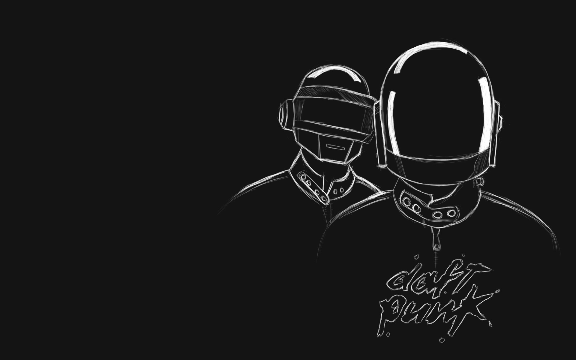 Daft Punk, Monochrome music, Punk art, Artistic wallpaper, 1920x1200 HD Desktop