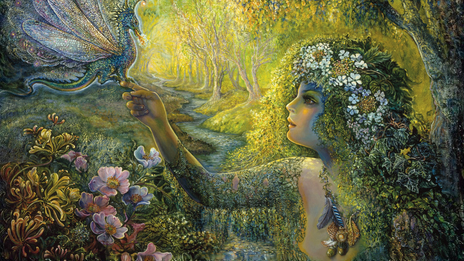 Josephine Wall, Fantastic art, Vibrant colors, Dreamlike scenes, 1920x1080 Full HD Desktop