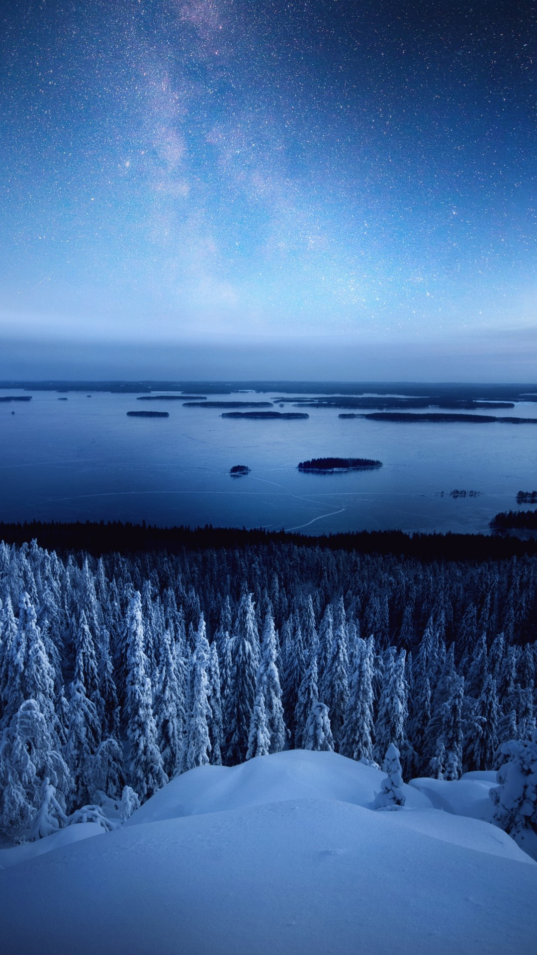 Koli national park, Snow winter, Milky way, iPhone wallpapers, 1080x1920 Full HD Phone