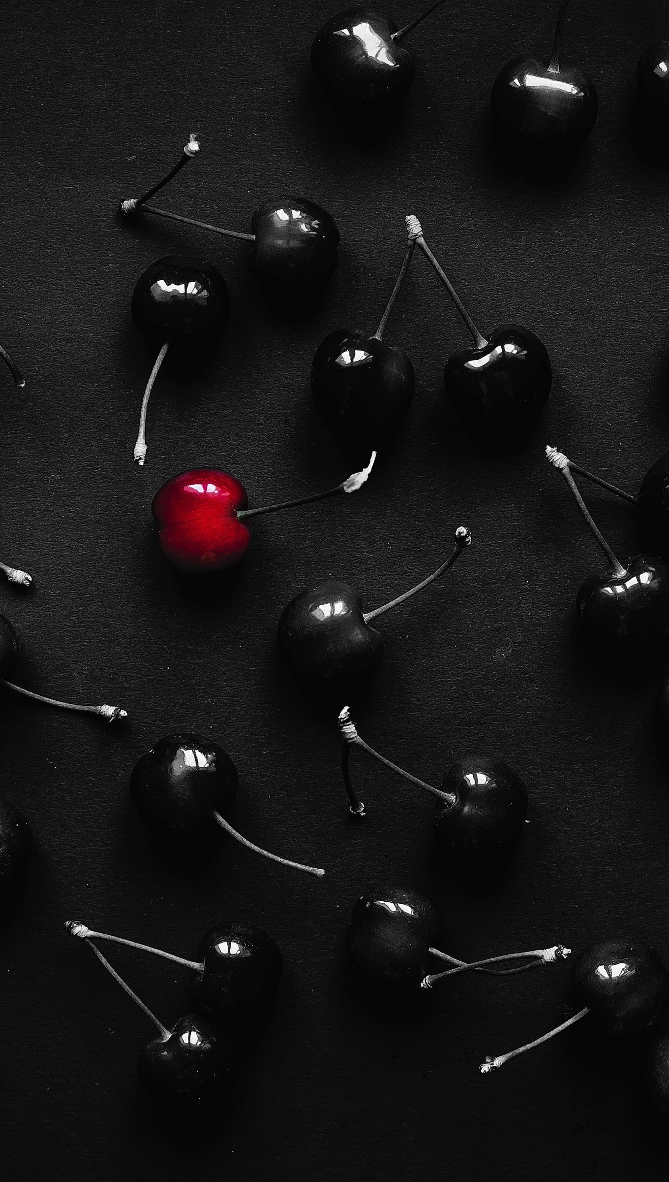 Black and red cherry paradise, Ultra HD cherry bliss, Picture-perfect cherries, Wallpaper extravaganza, 1360x2400 HD Phone