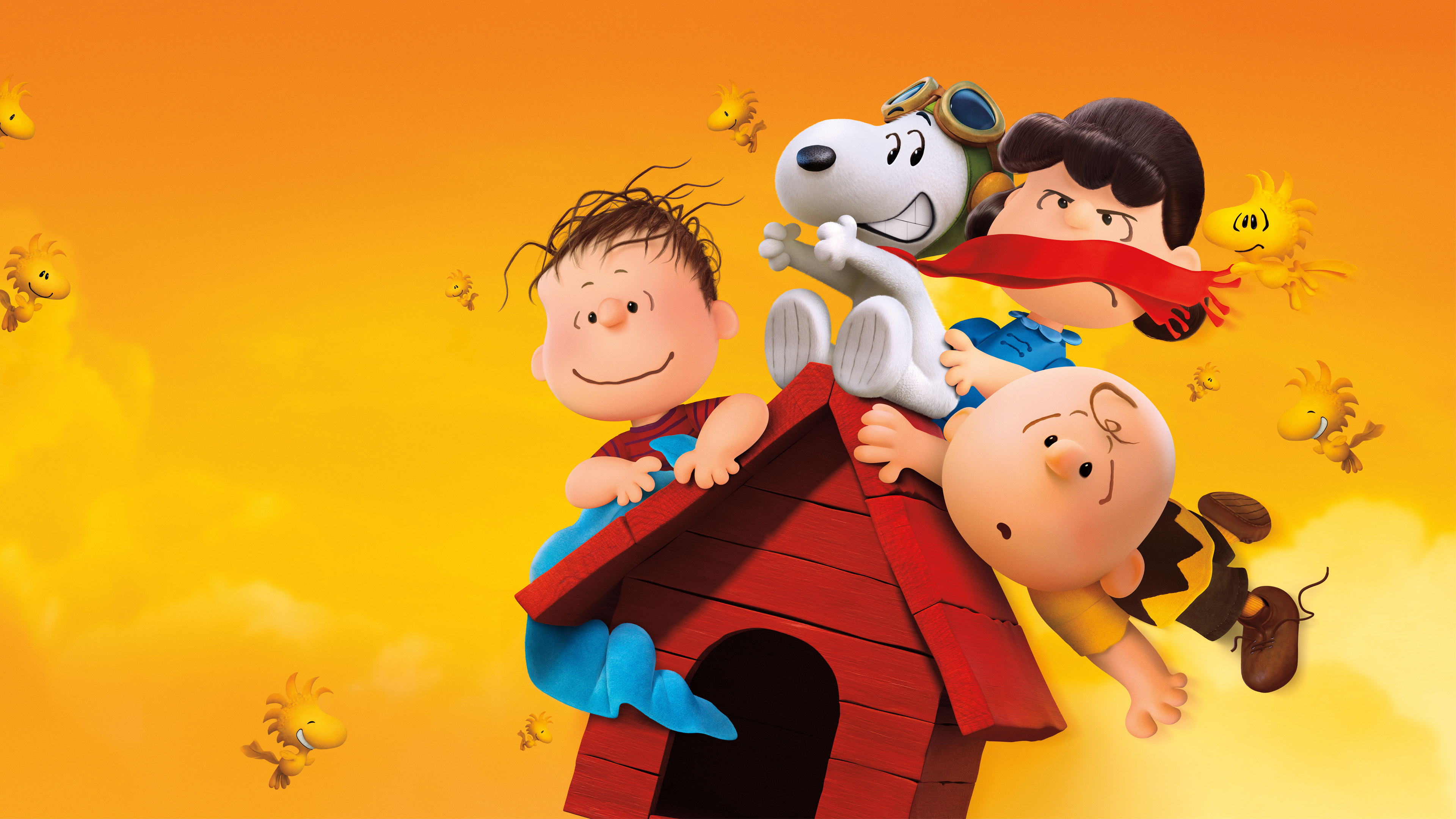 Flying Ace Snoopy, Charlie Brown, Linus van Pelt, Lucy van Pelt, Woodstock, 4K Desktop wallpaper