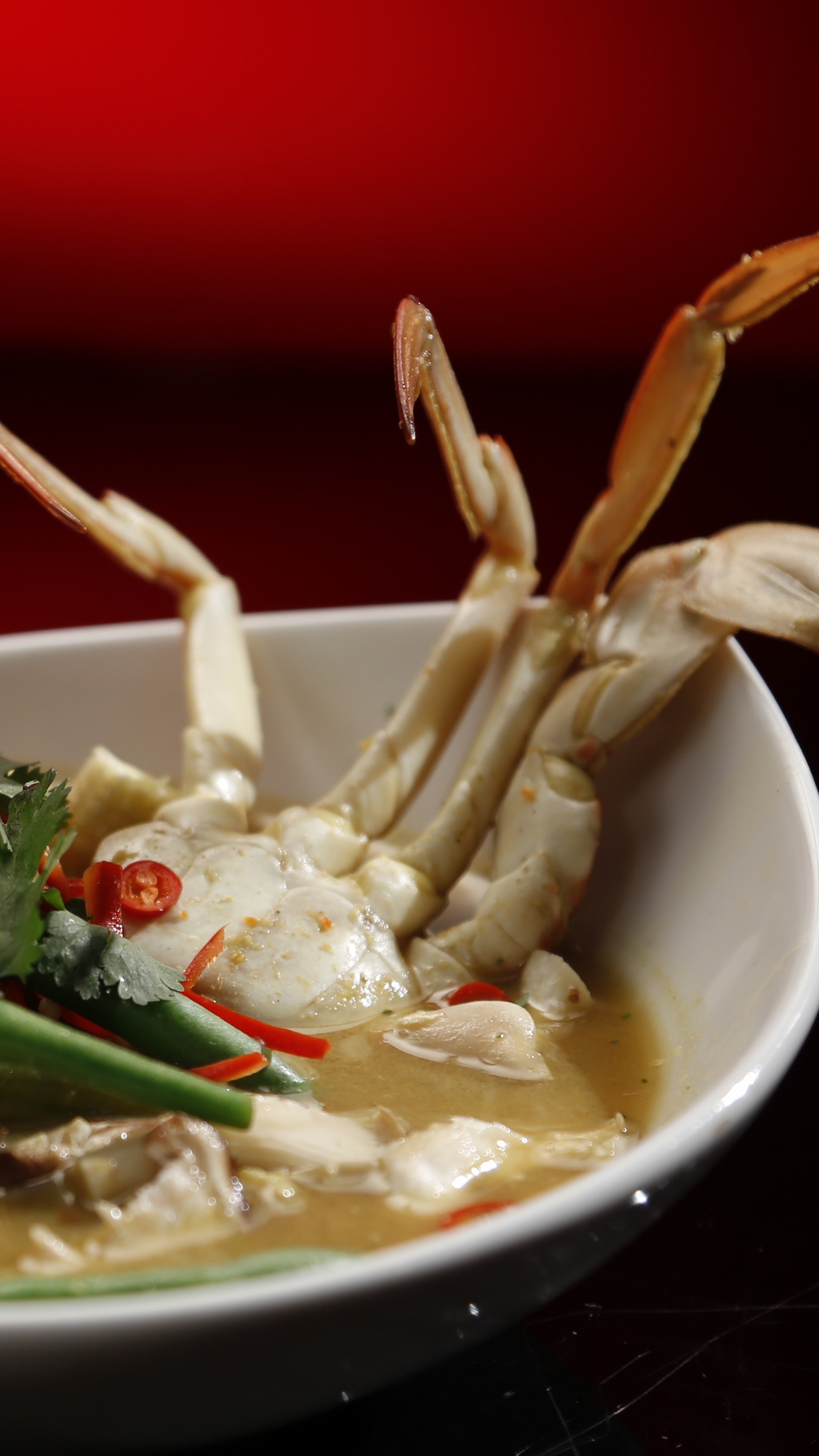 Seafood soup crab, Seafood delicacies, Lobster, Hot peppers, 2160x3840 4K Phone