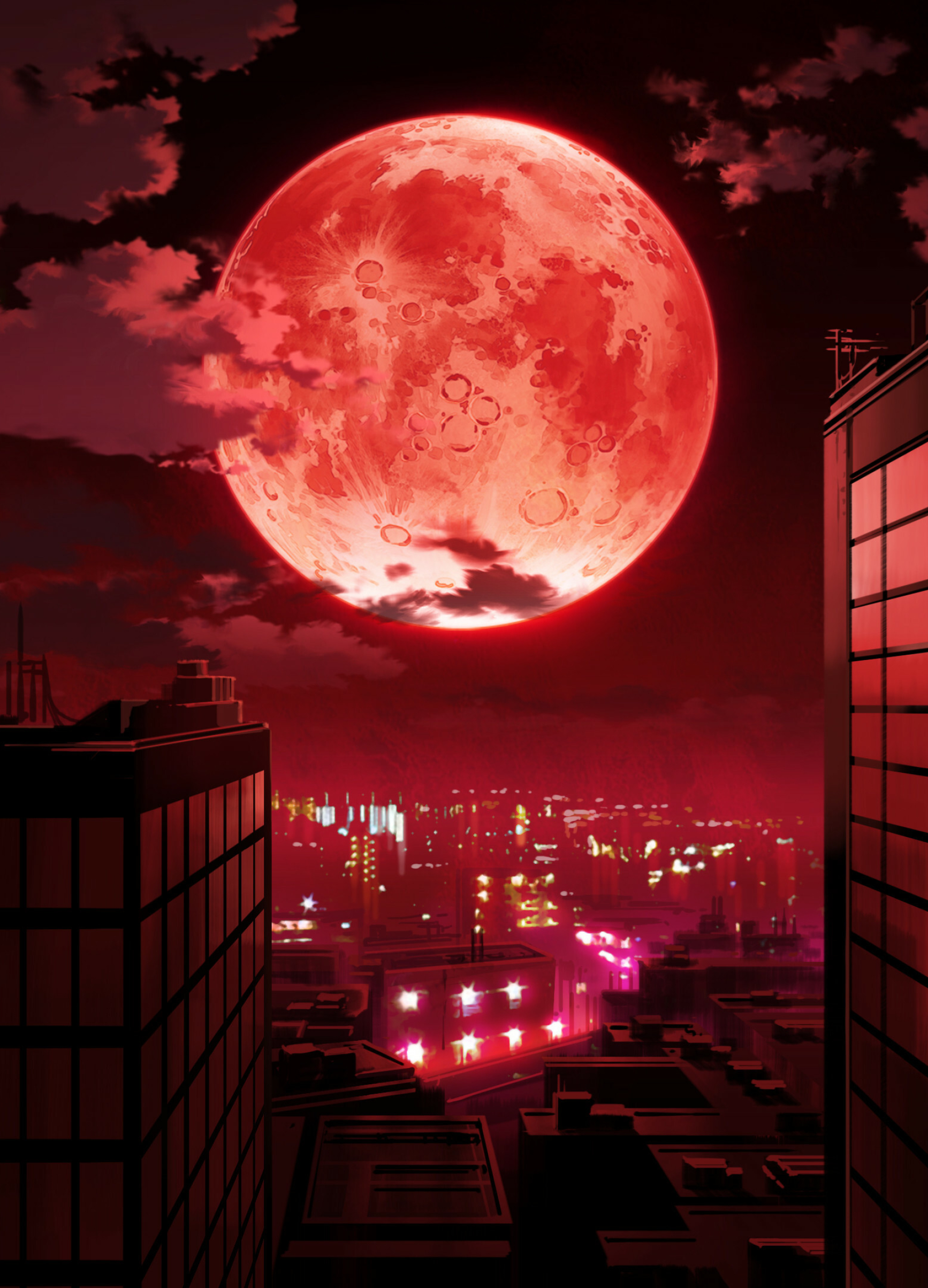 Blood moon, Moonlight Wallpaper, 1740x2410 HD Phone