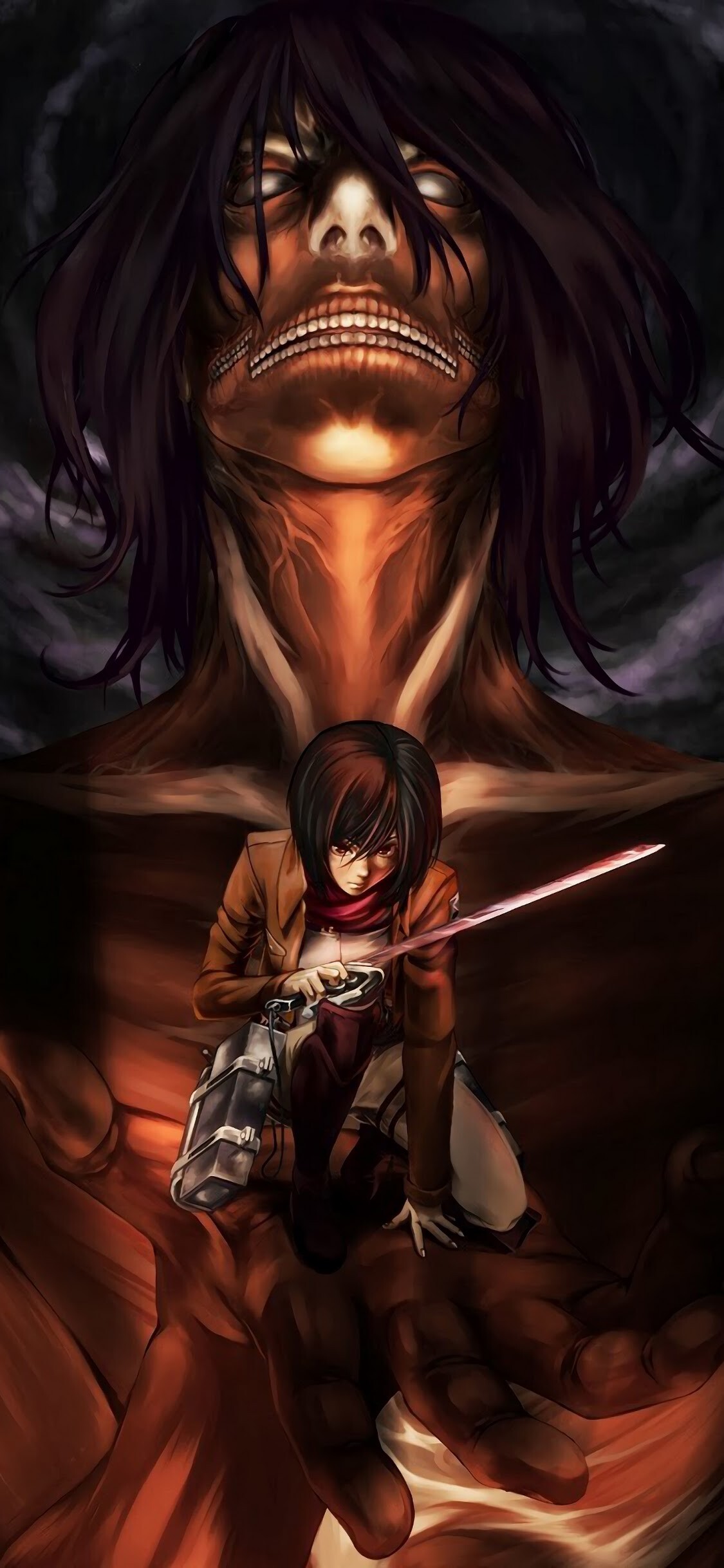 Mikasa and Eren, Attack on Titan: The Final Season Wallpaper, 1130x2440 HD Phone