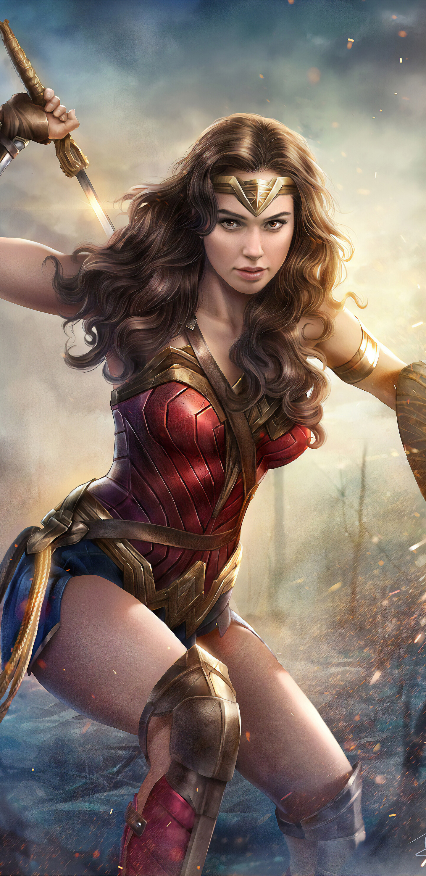 Wonder Woman, Gal Gadot, 4K, Samsung Galaxy, 1440x2960 HD Phone