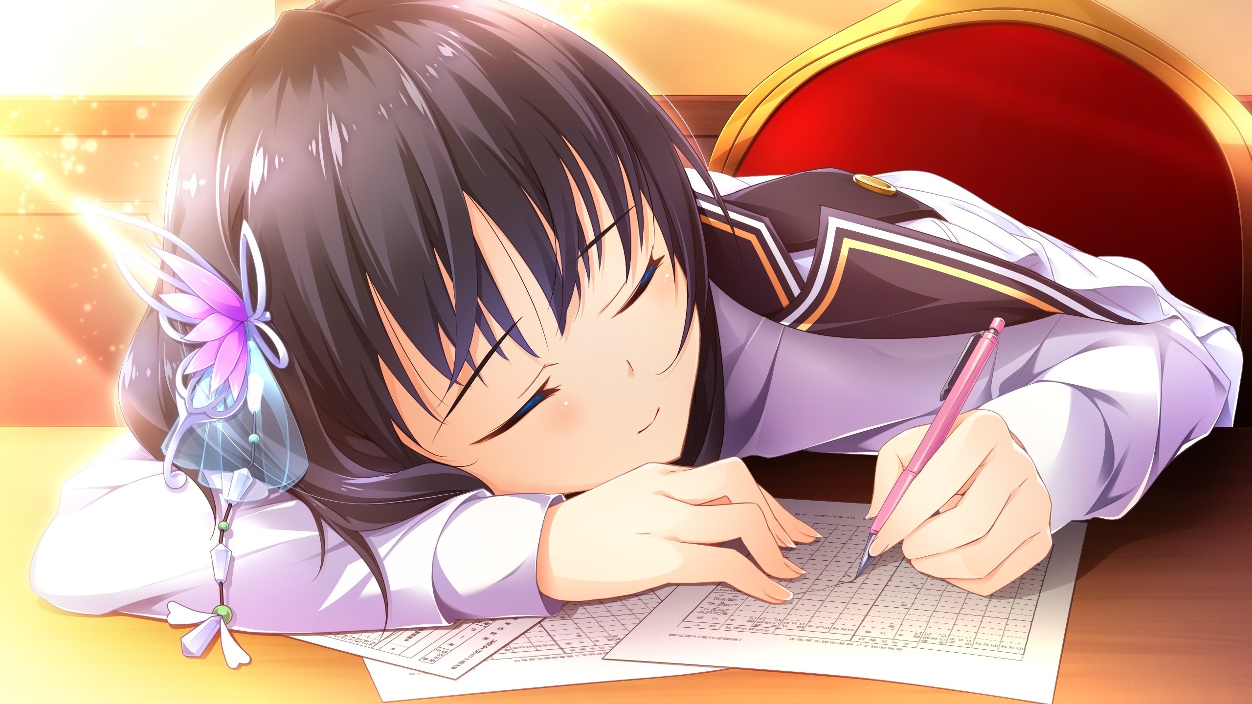 Hairpin Fashion, Hairpin Papers, Sleeping Ojou Sama, 2560x1440 HD Desktop