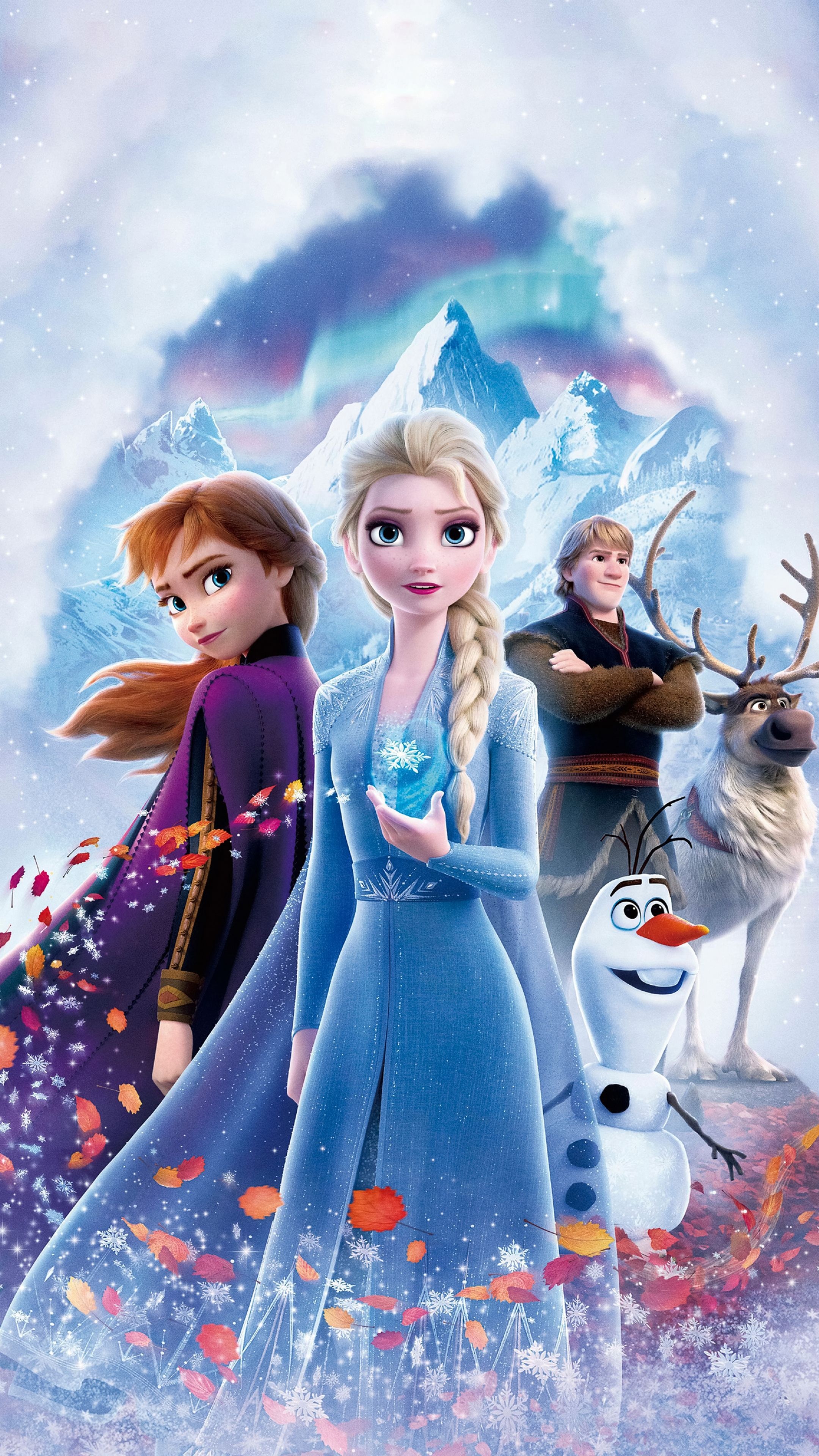 Elsa, Anna, Olaf, Kristoff, Frozen 2, 4K Phone wallpaper