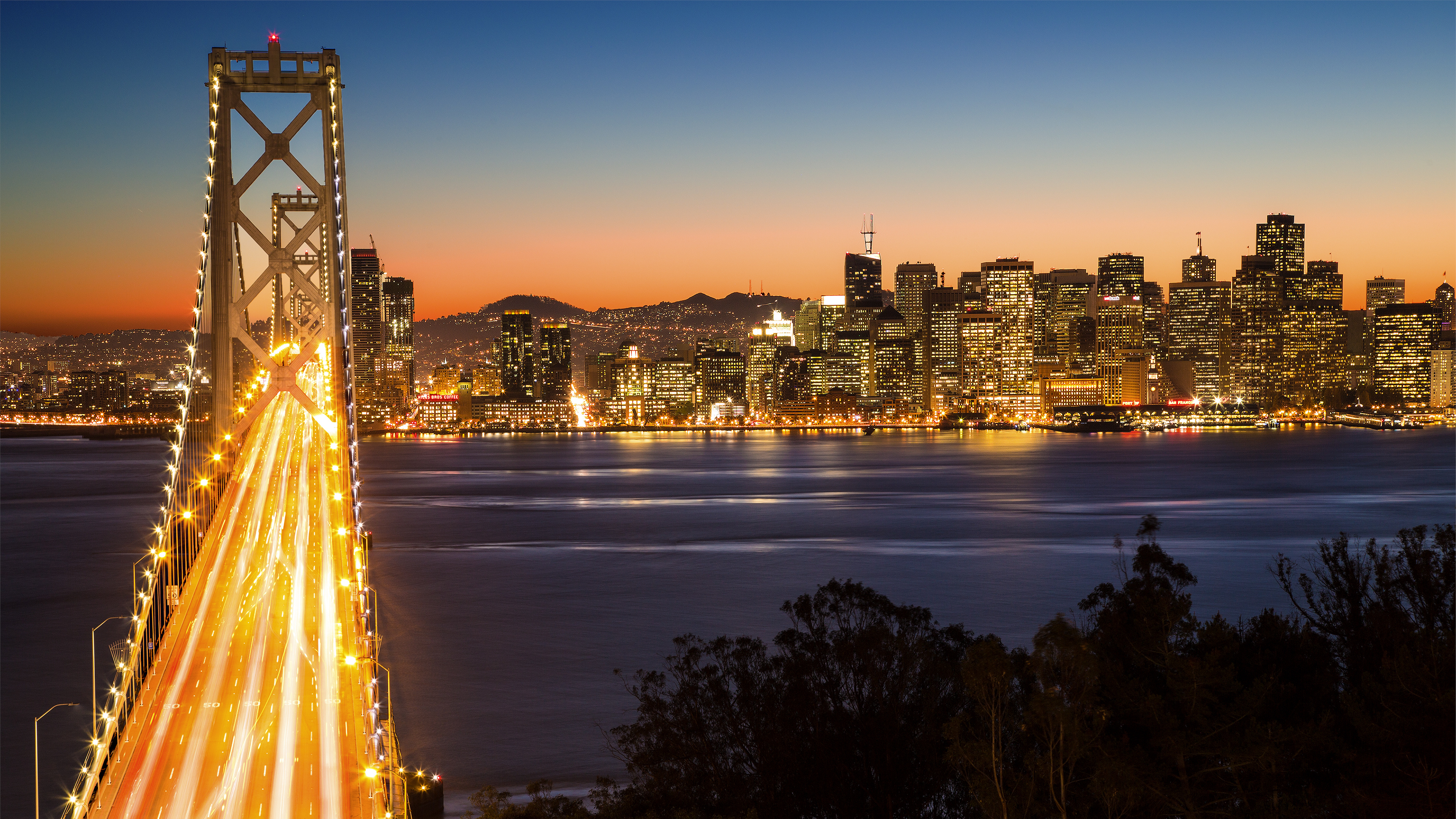 Oakland Skyline, Bay Bridge, Cityscape view, 4K wallpapers, 3840x2160 4K Desktop