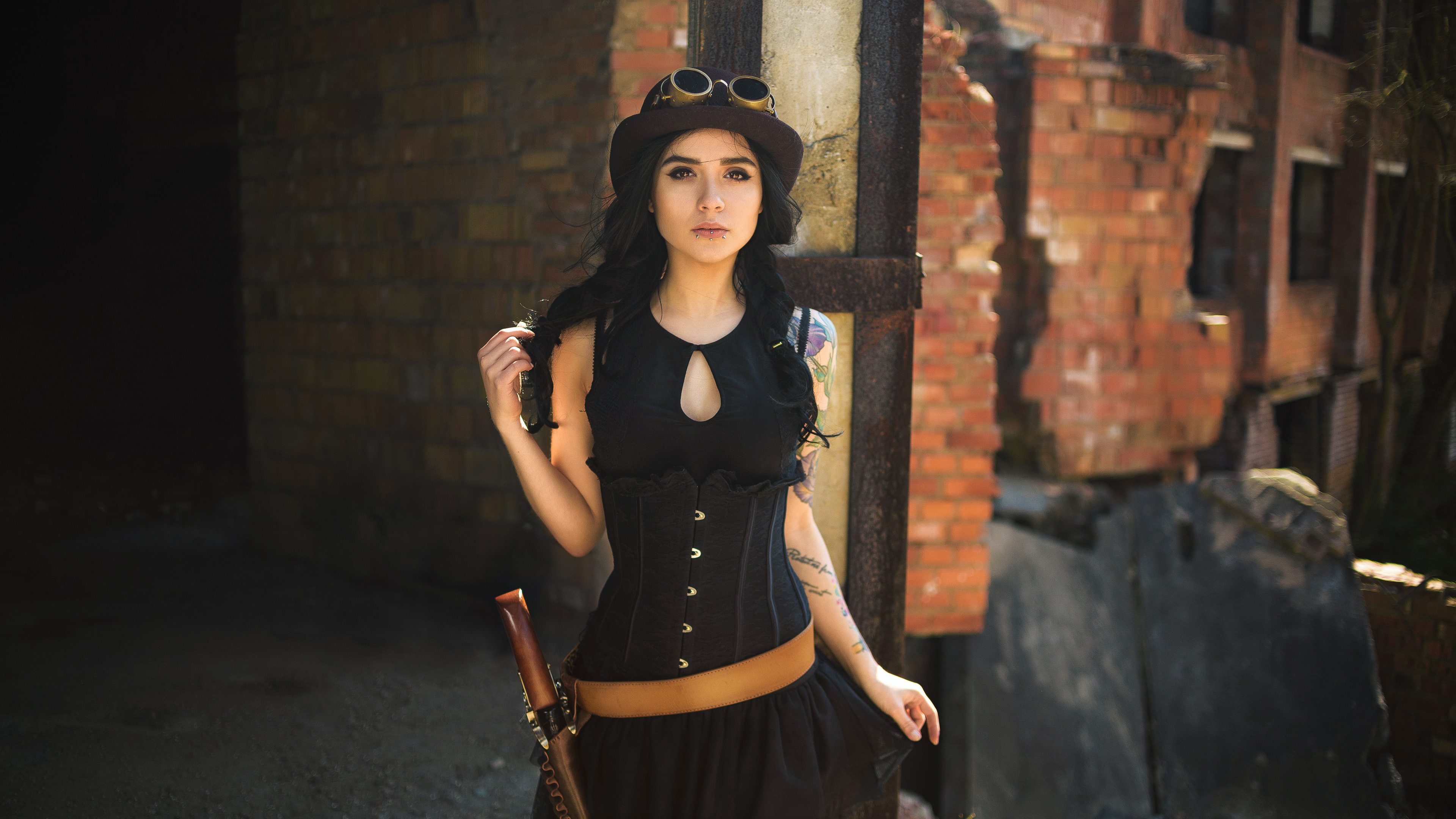 Steampunk fashion, Tattoo hat girl, HD wallpaper, Edgy style, 3840x2160 4K Desktop