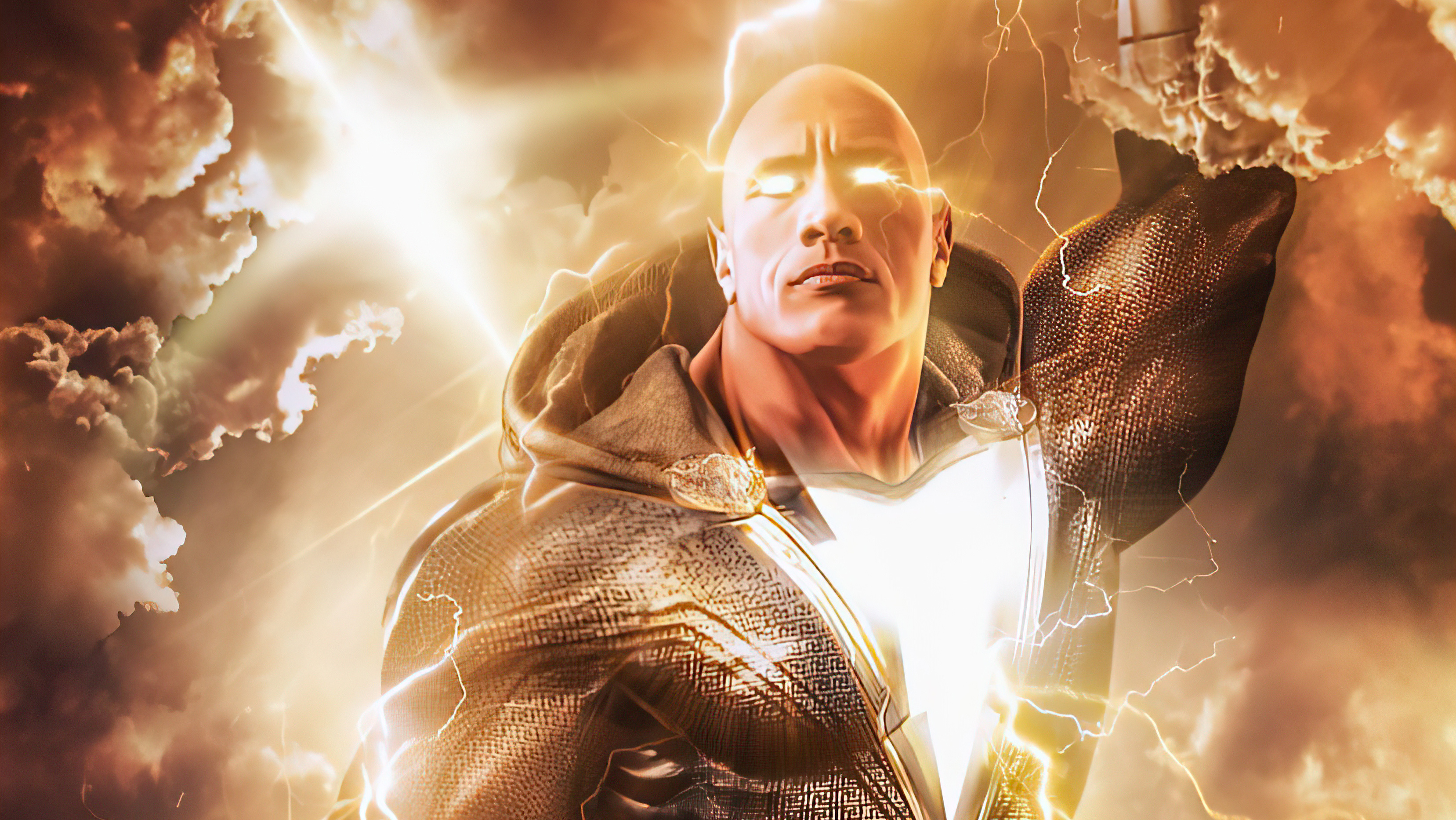 Black Adam, The Rock's portrayal, Striking wallpaper, Powerful presence, 3320x1870 HD Desktop