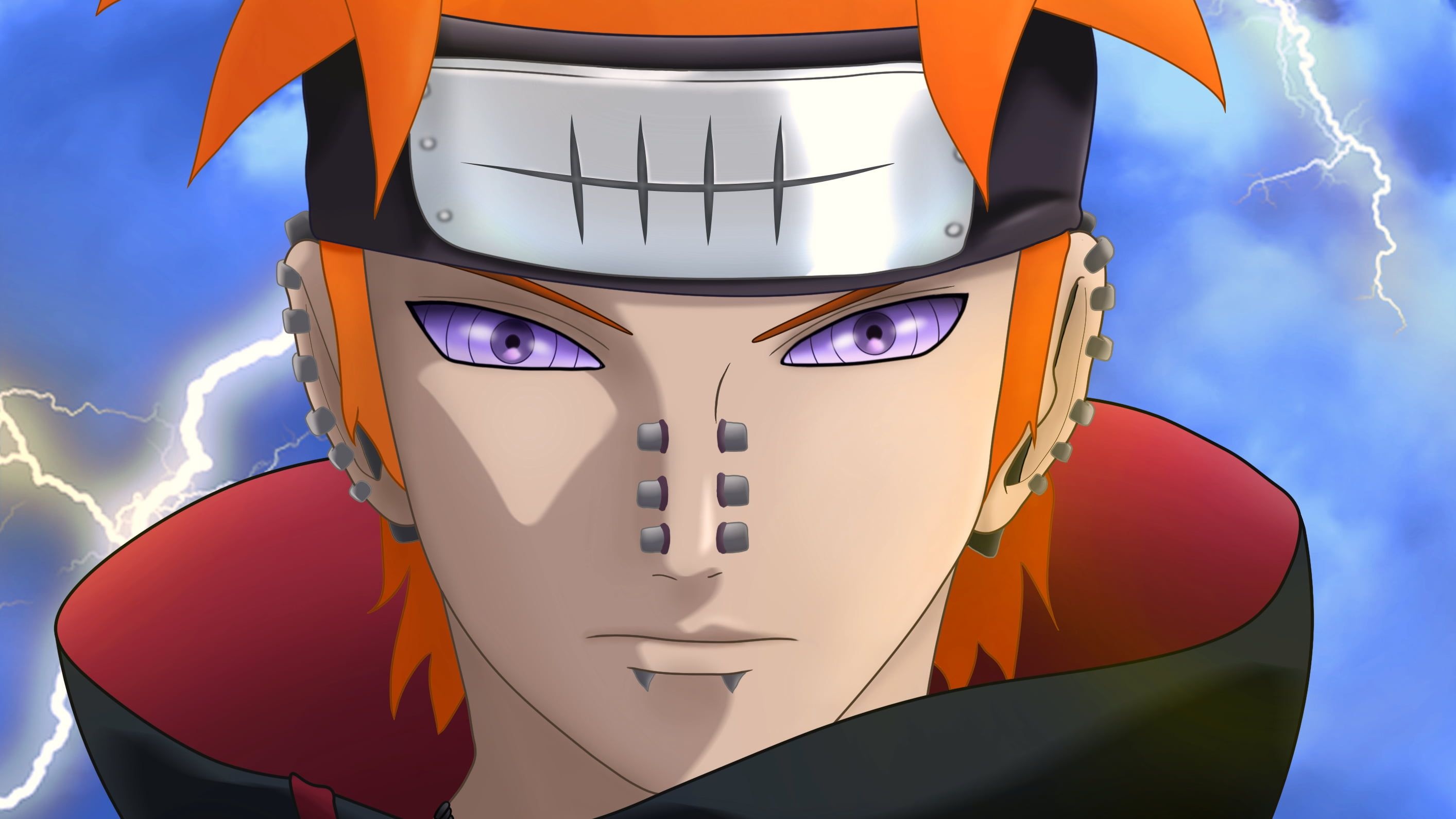 Pain Deva Path, Rinnegan, slashed Amegakure headband, HD Desktop wallpaper