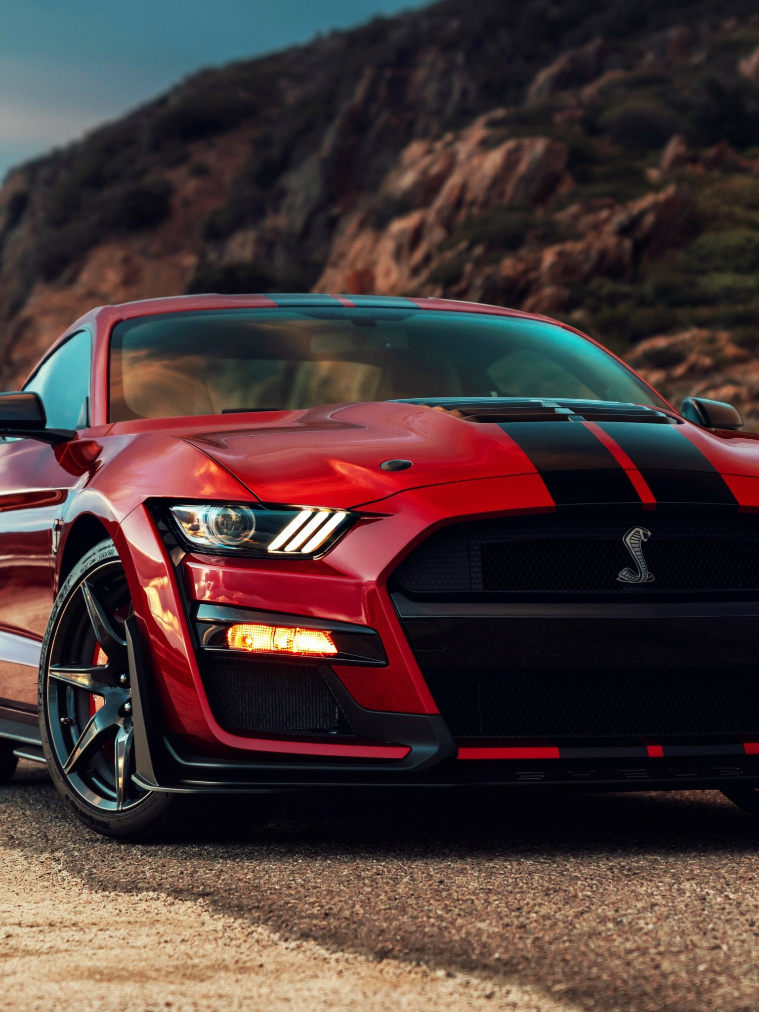 Ford Mustang Shelby GT500 2020, Red and black, Muscle car wallpapers, Apple devices, 1540x2050 HD Phone