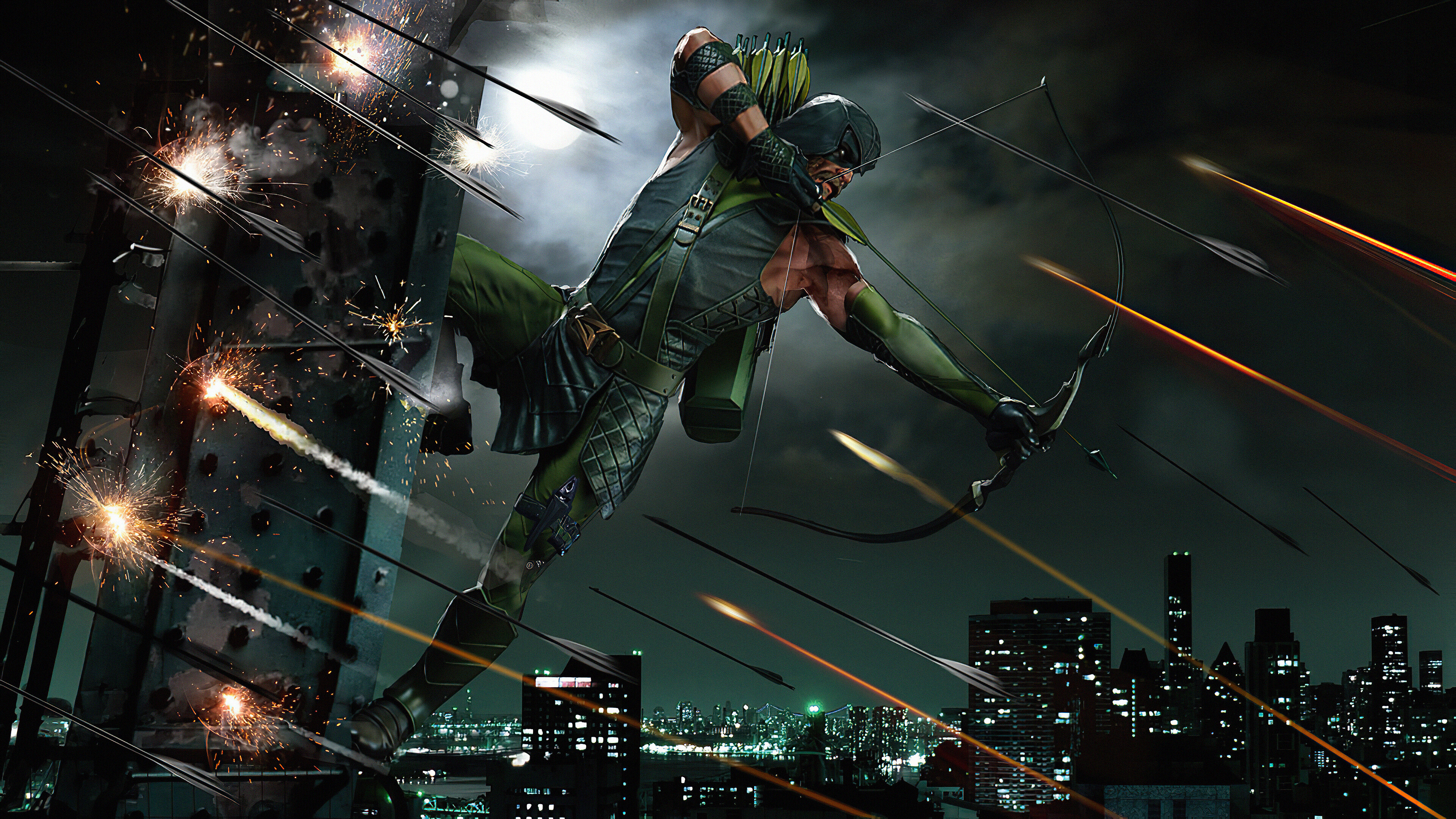 Green Arrow, Ultra HD wallpaper, Detailed visuals, Heroic representation, 3840x2160 4K Desktop