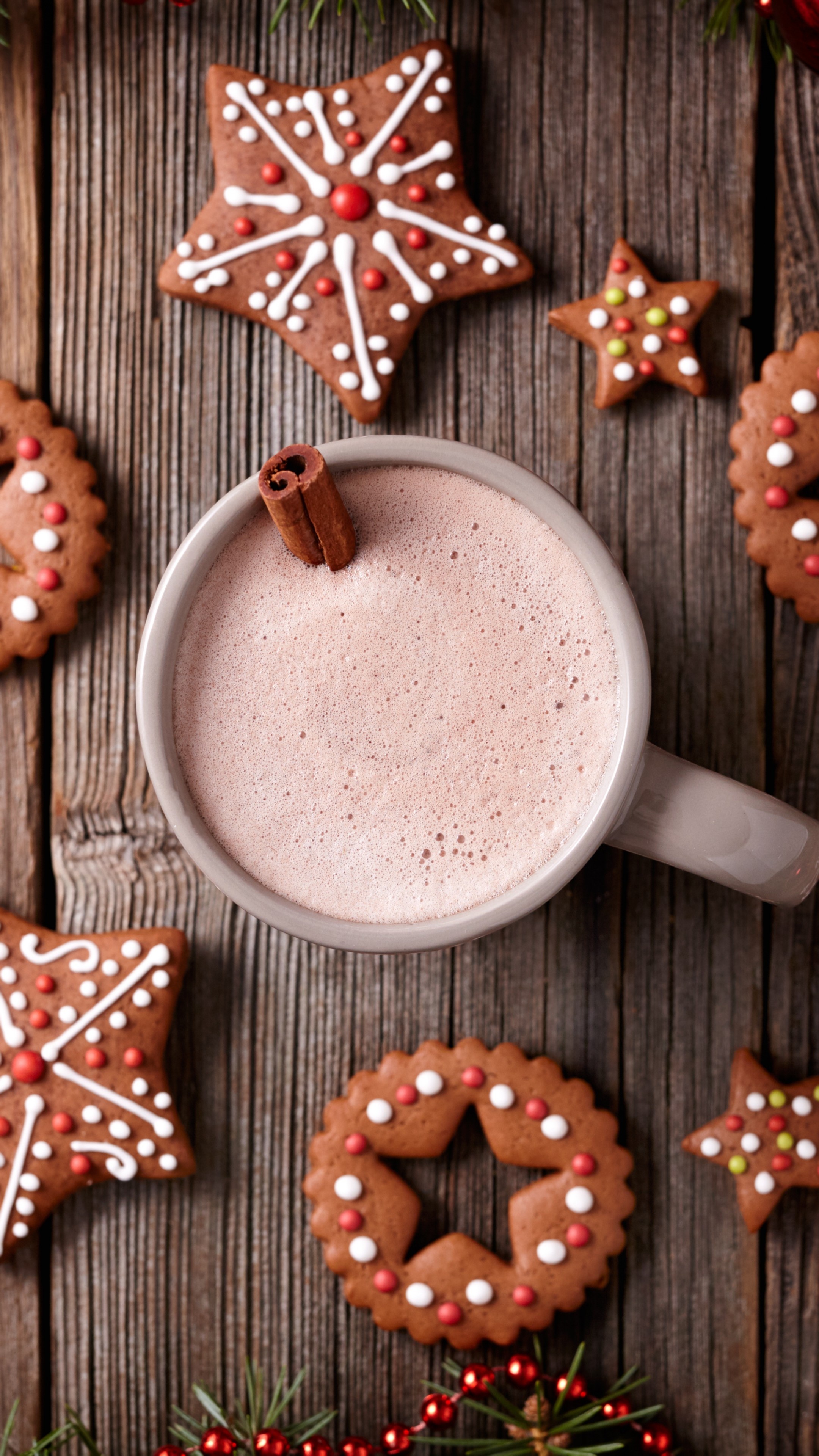 Christmas cocoa delight, Cinnamon-infused drink, Cozy comfort, Festive wallpaper, 2160x3840 4K Phone