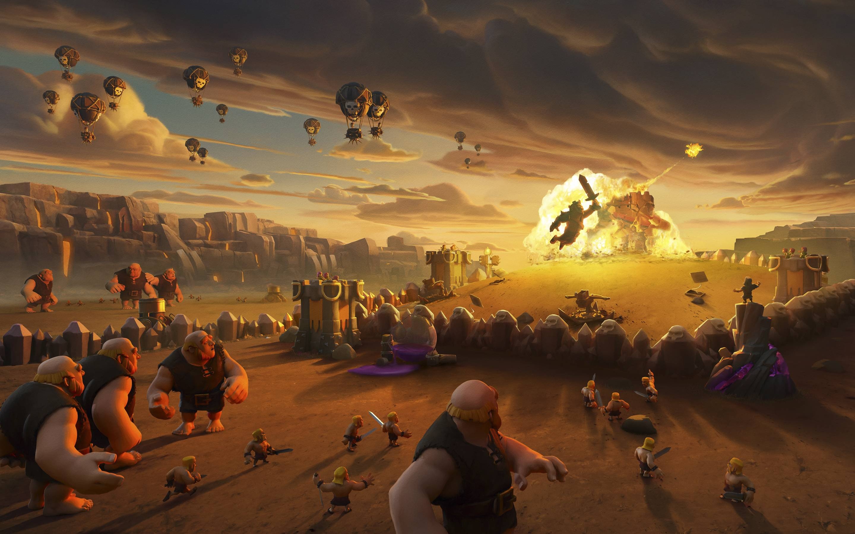 Clash of Clans widescreen, High-definition artwork, Massive battles, Thriving clans, 2880x1800 HD Desktop